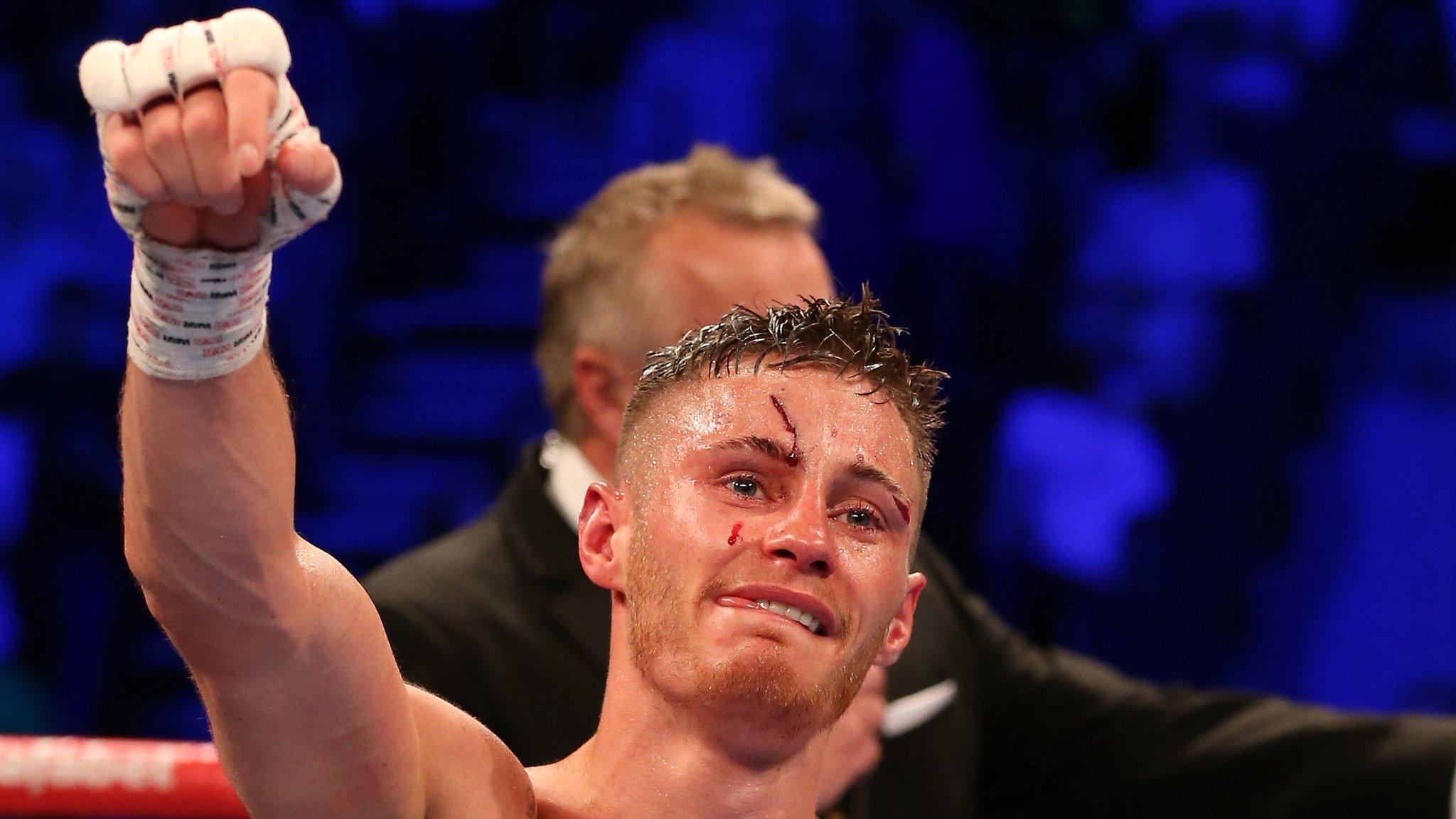 Ryan Burnett celebrates after his world title triumph over Lee Haskins