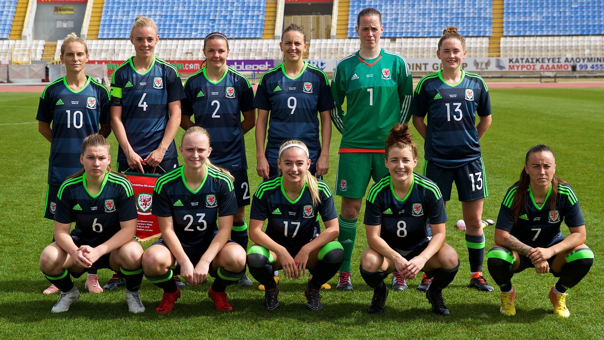 Wales line up at the Cyprus Cup