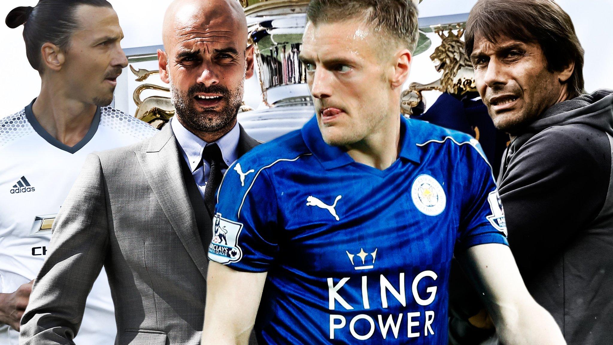 Zlatan Ibrahimovic, Pep Guardiola, Jamie Vardy and Antonio Conte