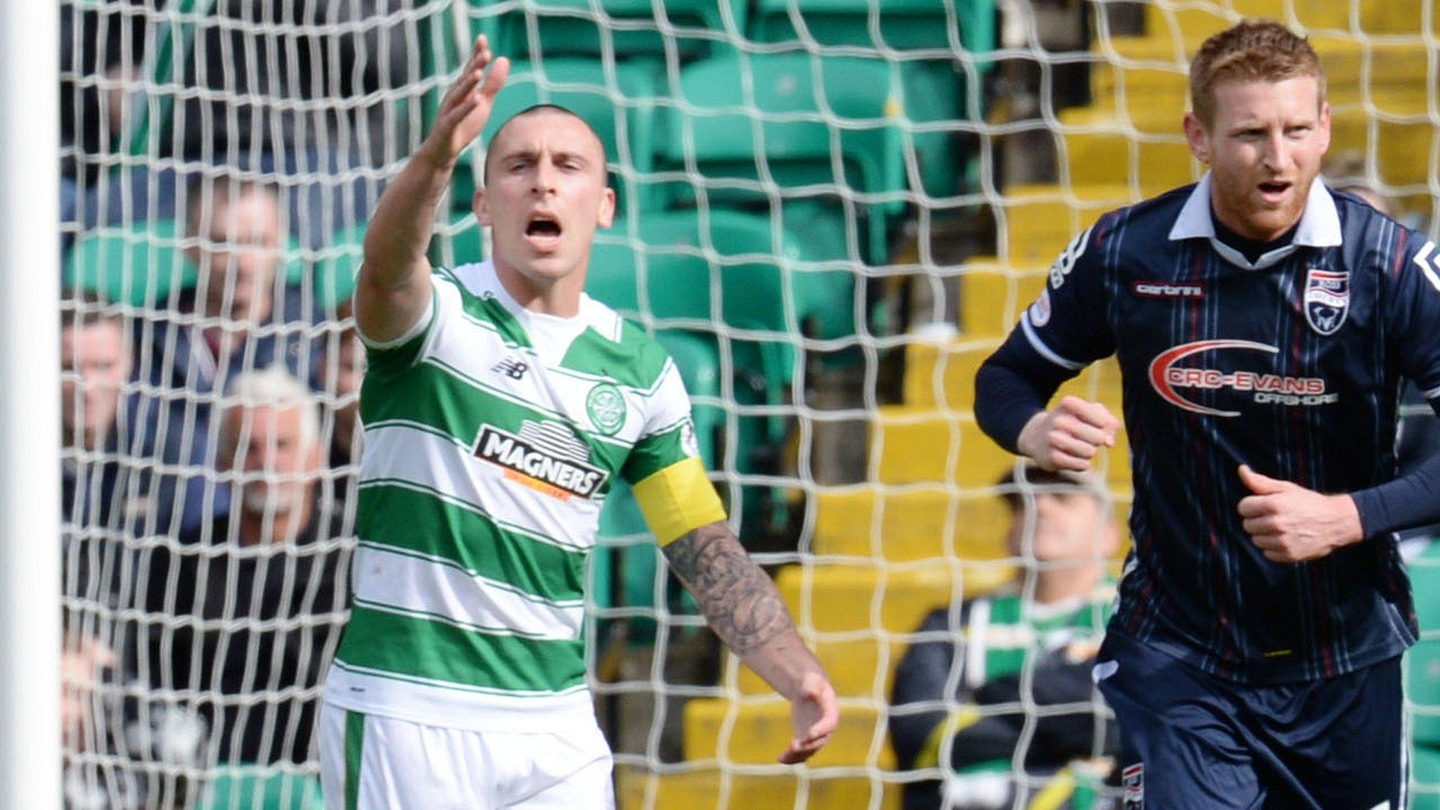 Celtic captain Scott Brown complains after Ross County's equaliser on Sunday