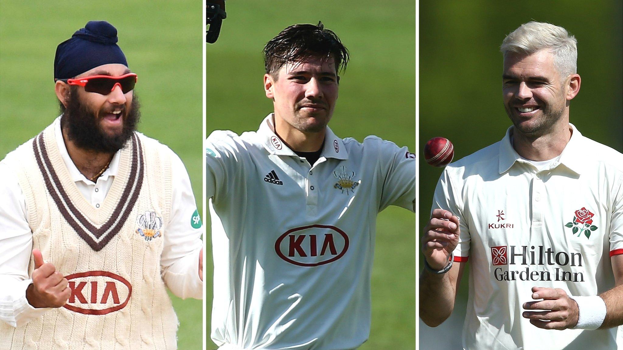 Amar Virdi, Rory Burns and James Anderson