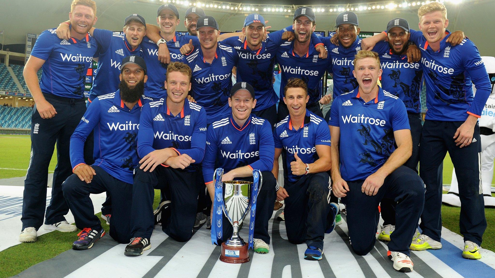 England celebrate winning