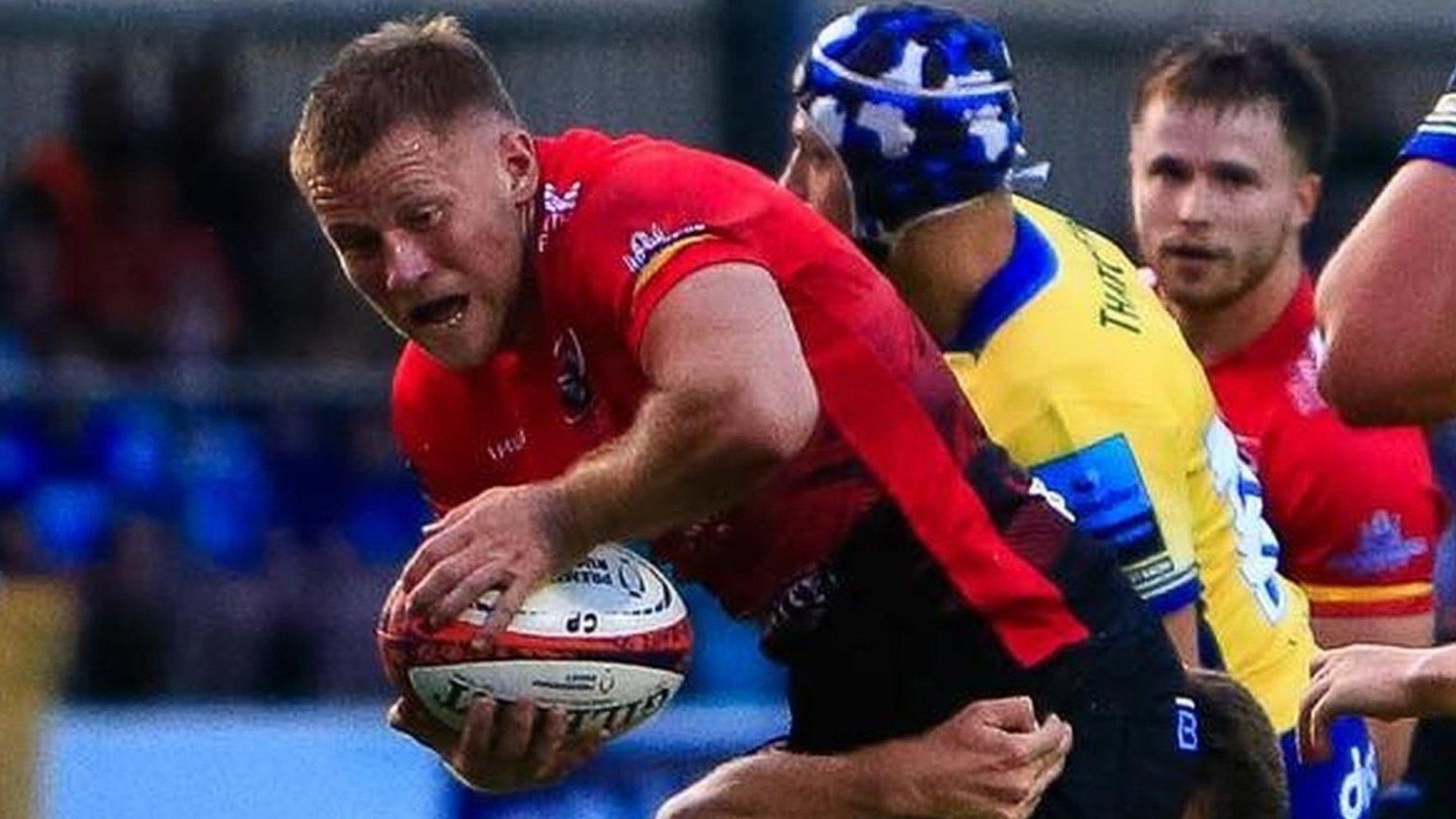 Action from Cornish Pirates versus Bath in the Premiership Cup