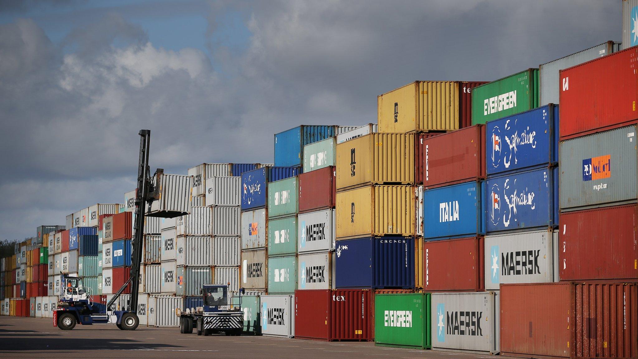 Containers at the port of Felixstowe