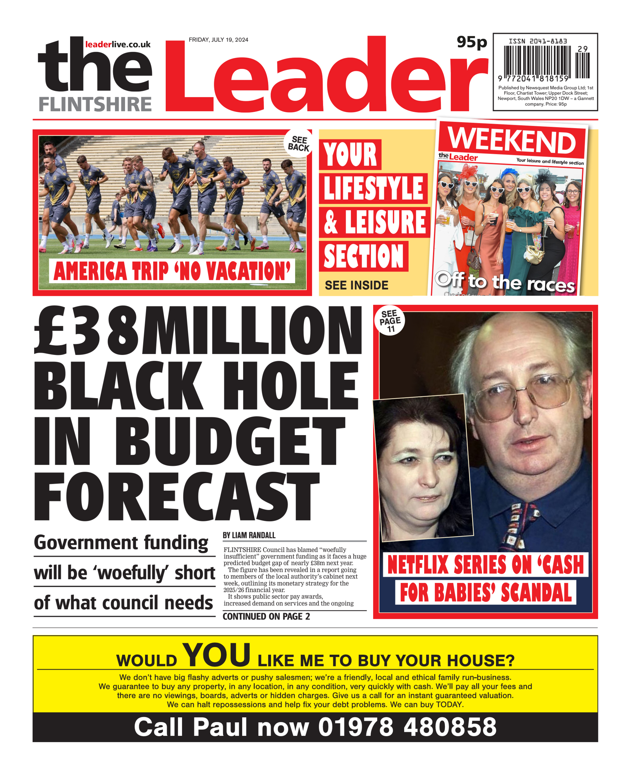 Front page of the Flintshire Leader 
