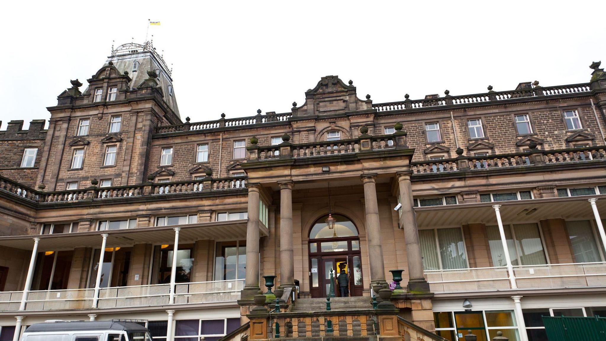 County hall in Matlock, old Victorian listed building 