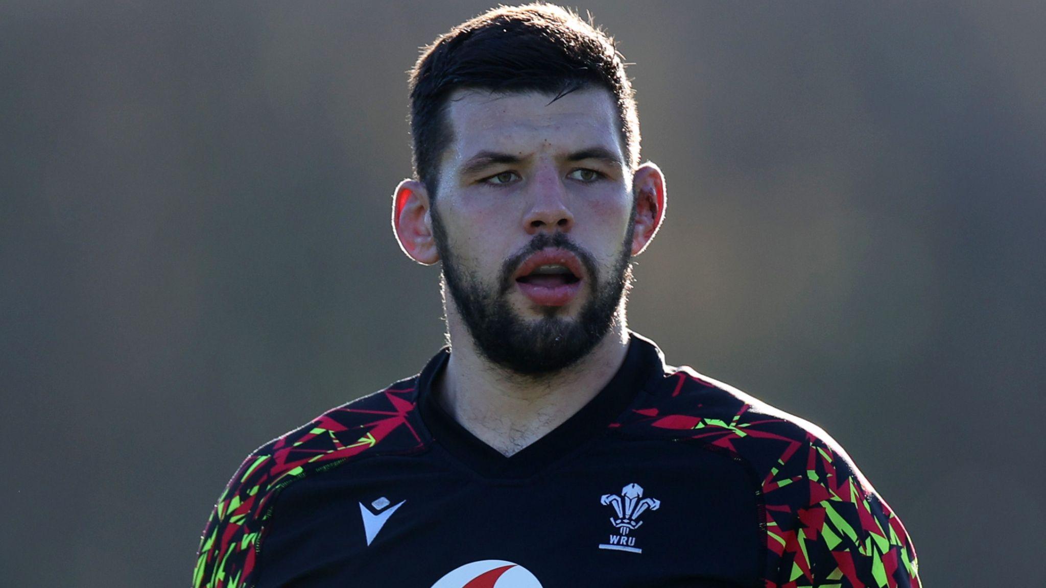 Rhys Davies during Wales training