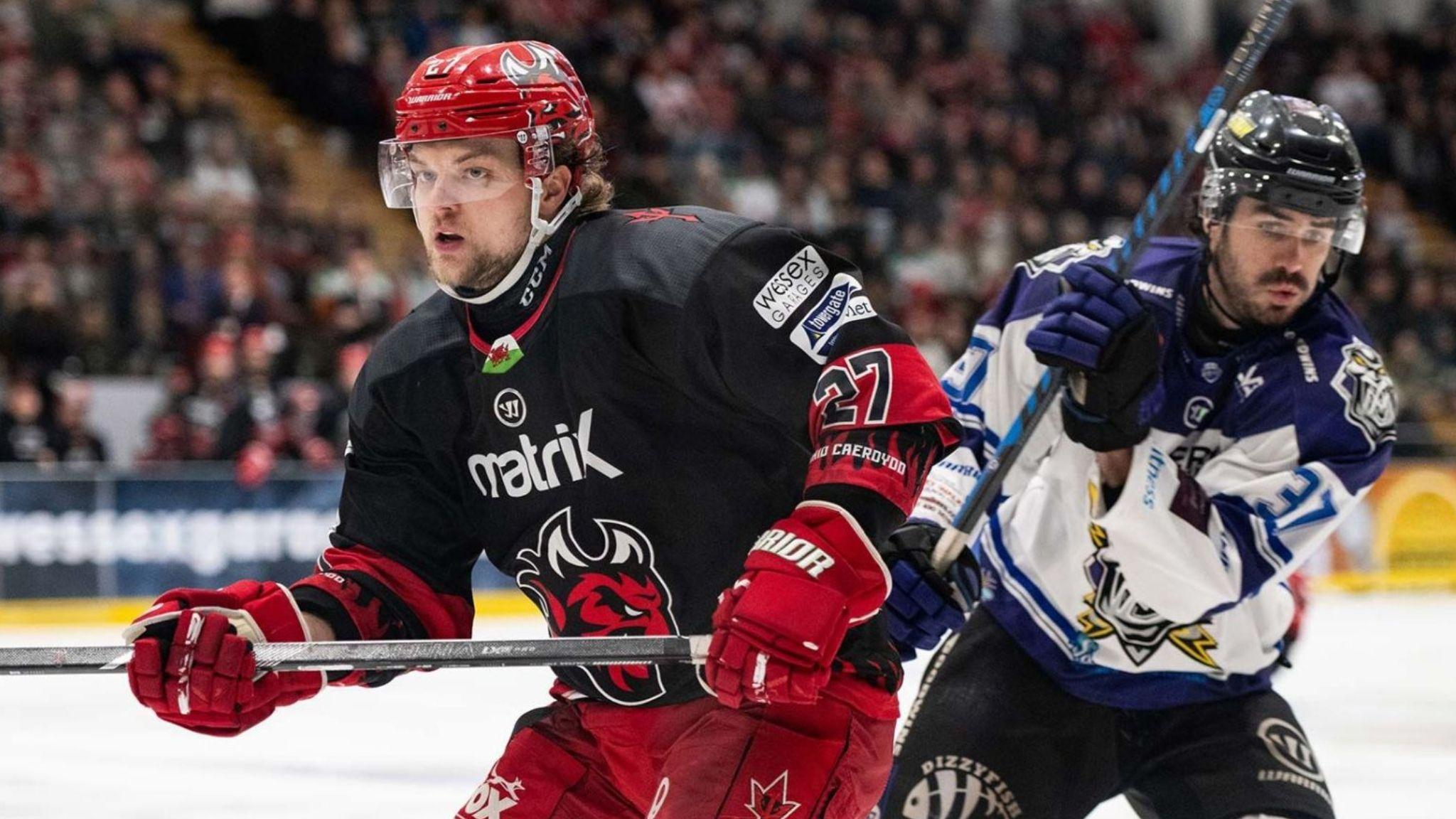 Reid Duke of Cardiff Devils against Manchester Storm