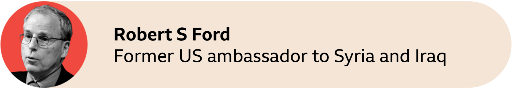A red circle with a picture of Robert S Ford, former US ambassador to Syria and Iraq