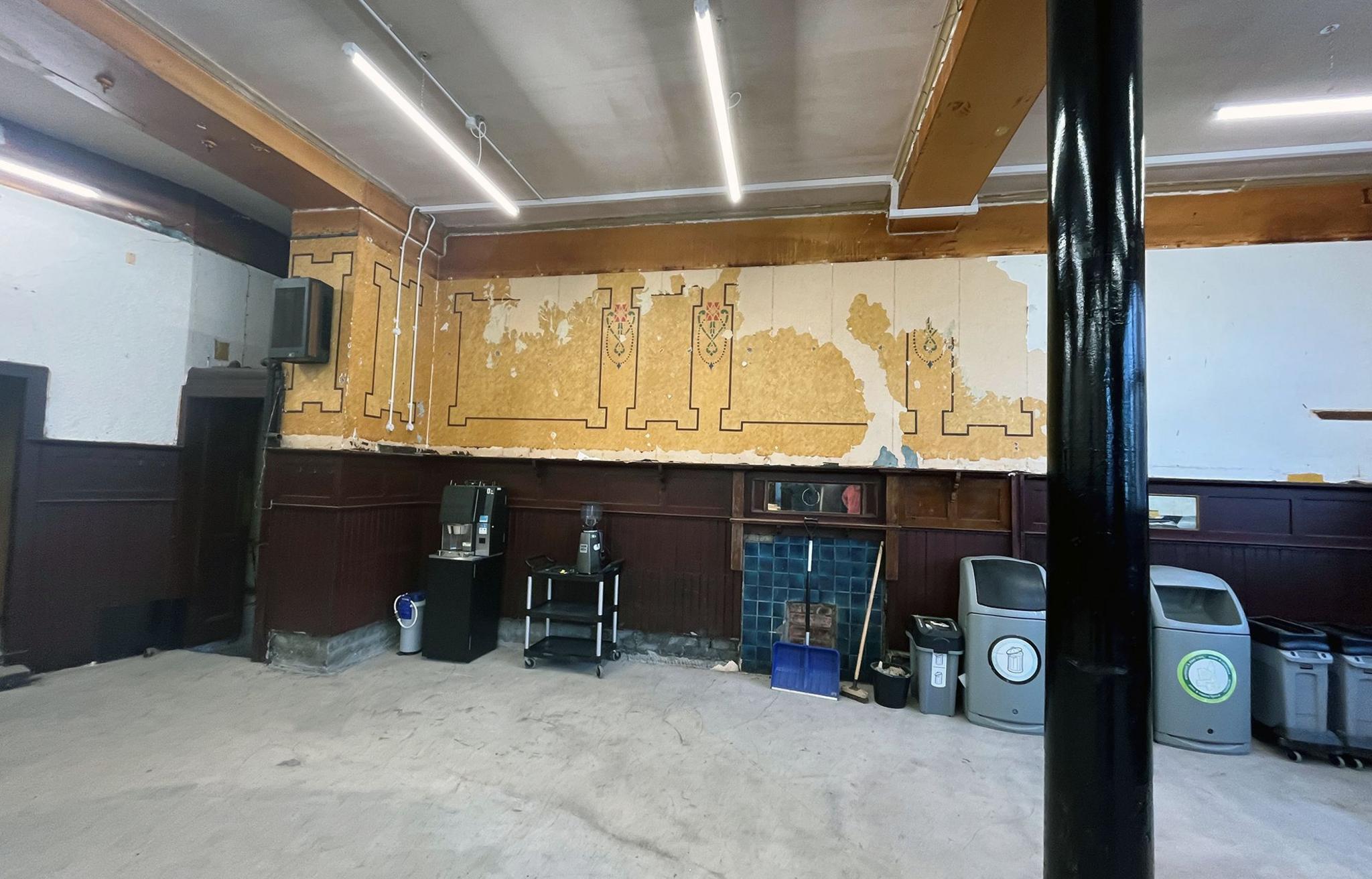 Painted walls inside the dilapidated Comet bar
