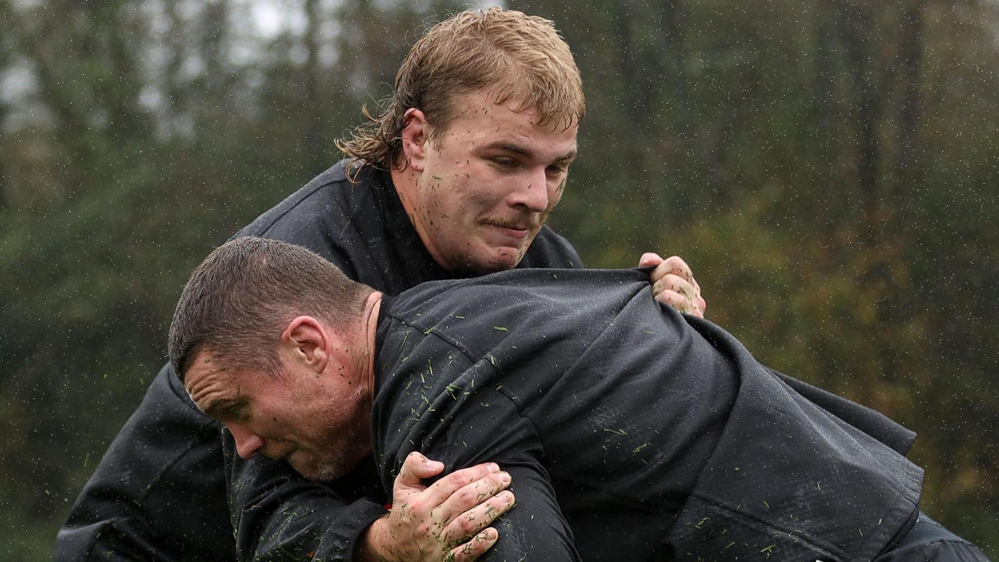 Archie Griffin, pictured with Will Rowlands, has been in full training with Wales this week despite only playing 28 minutes of club rugby with Bath during the 2024-25 season