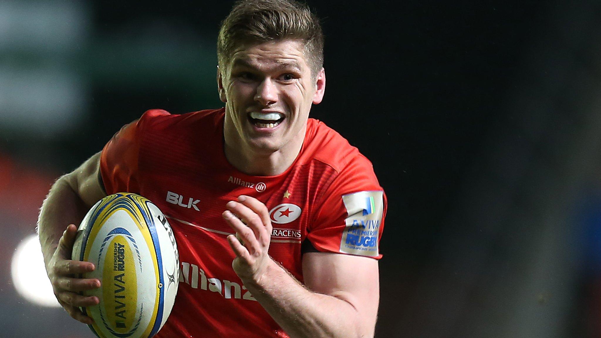 Owen Farrell in action for Saracens against Leicester