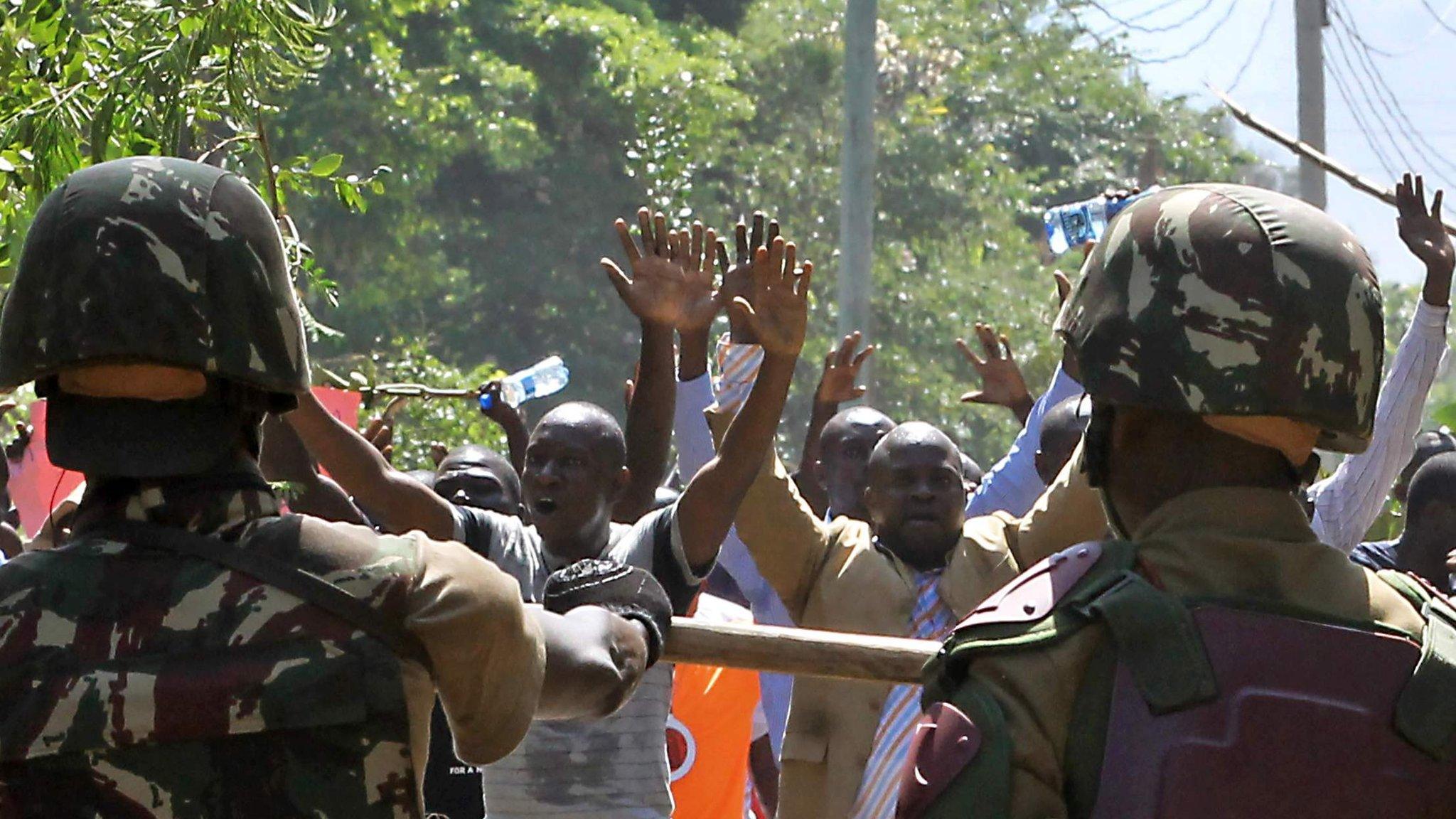 Crowds confront police in June 2016