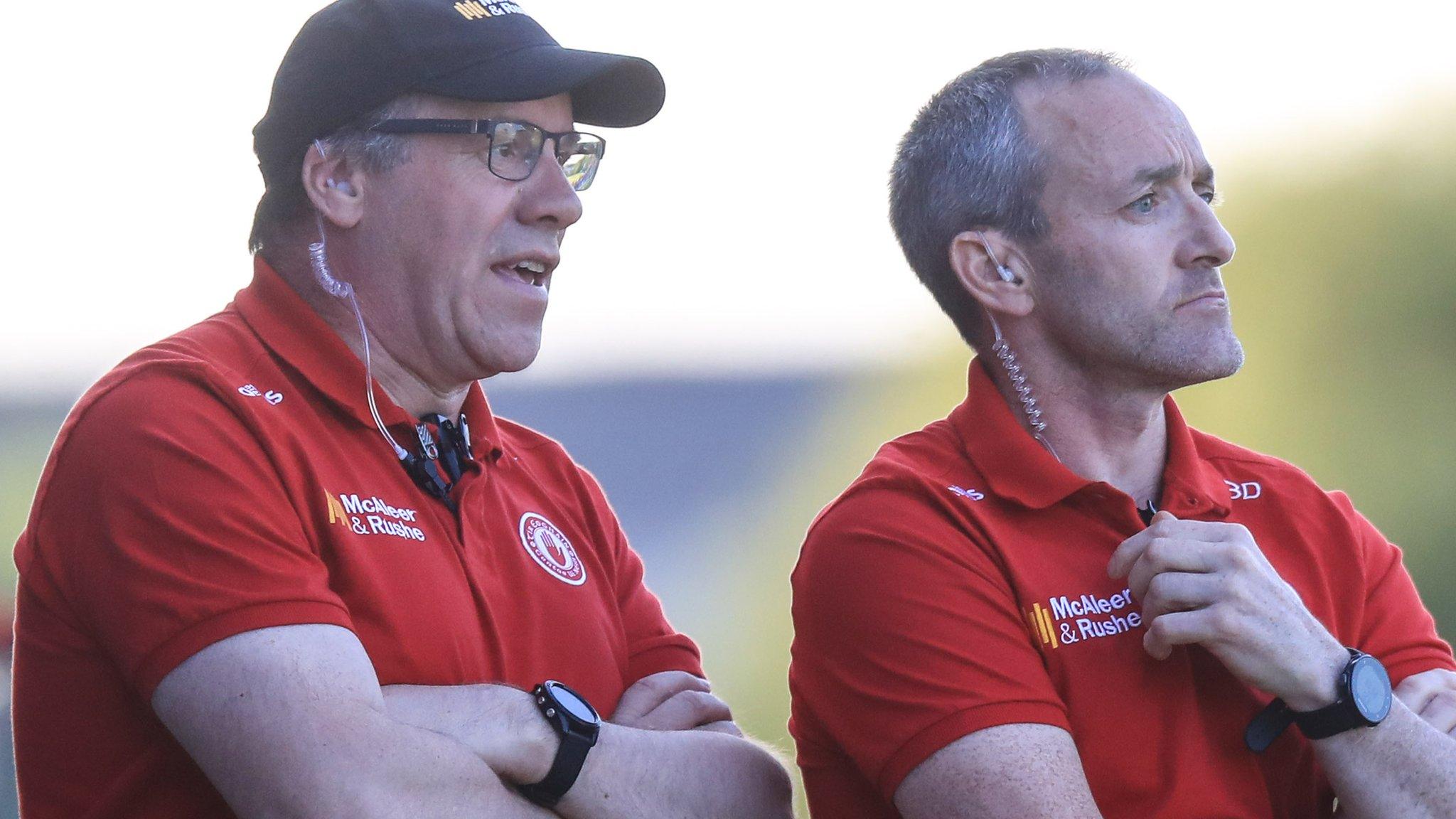 Brian Dooher (right) and Feargal Logan managed Tyrone to the All-Ireland SFC title in 2021