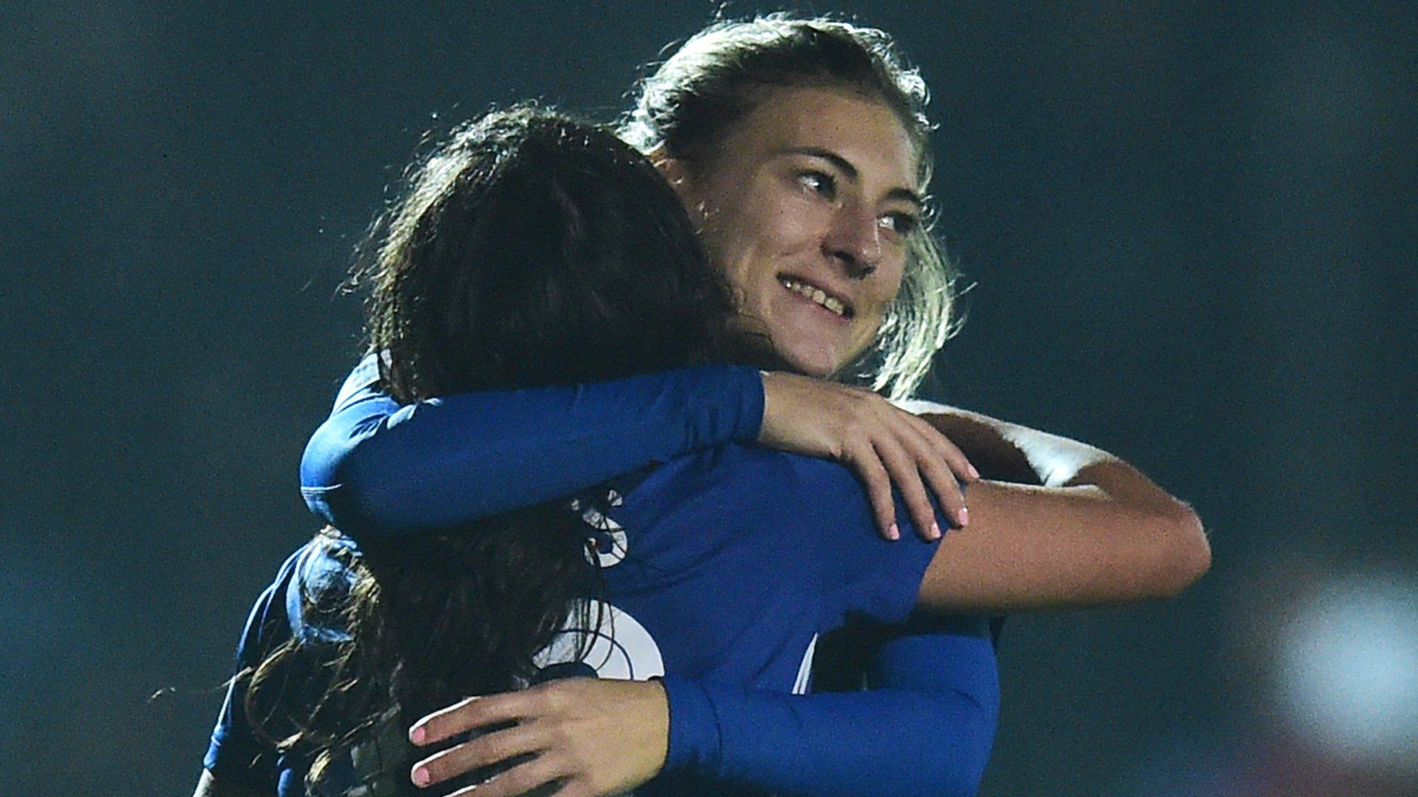 Ana Borges of Chelsea Ladies FC celebrates scoring Chelsea's second goal against Reading