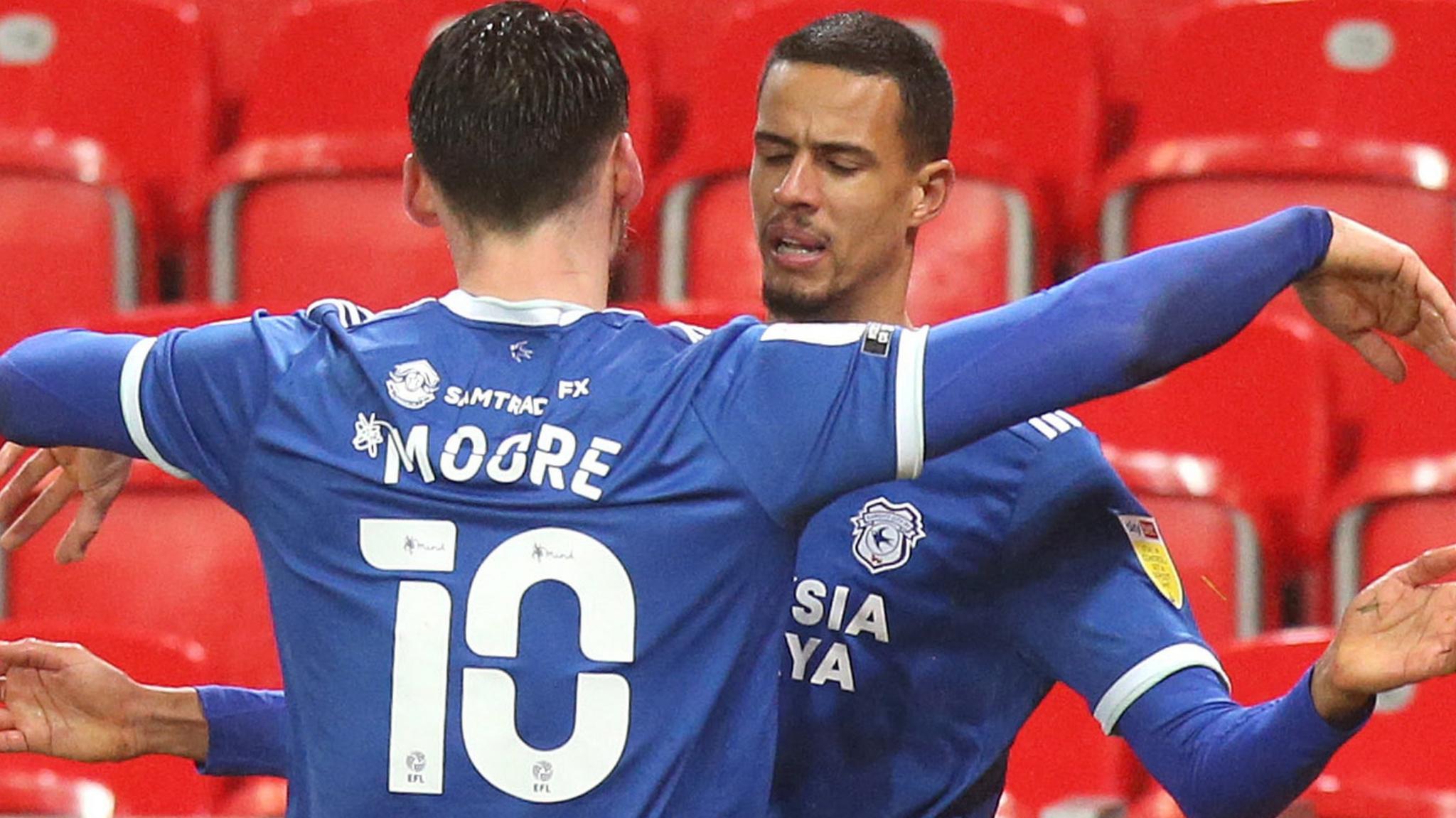 Kieffer Moore and Robert Glatzel celebrate