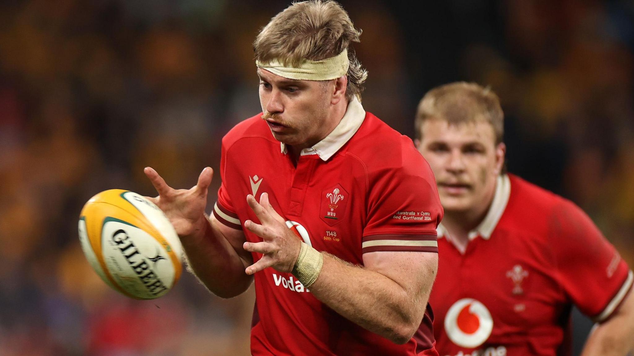 Aaron Wainwright in action for Wales against Australia