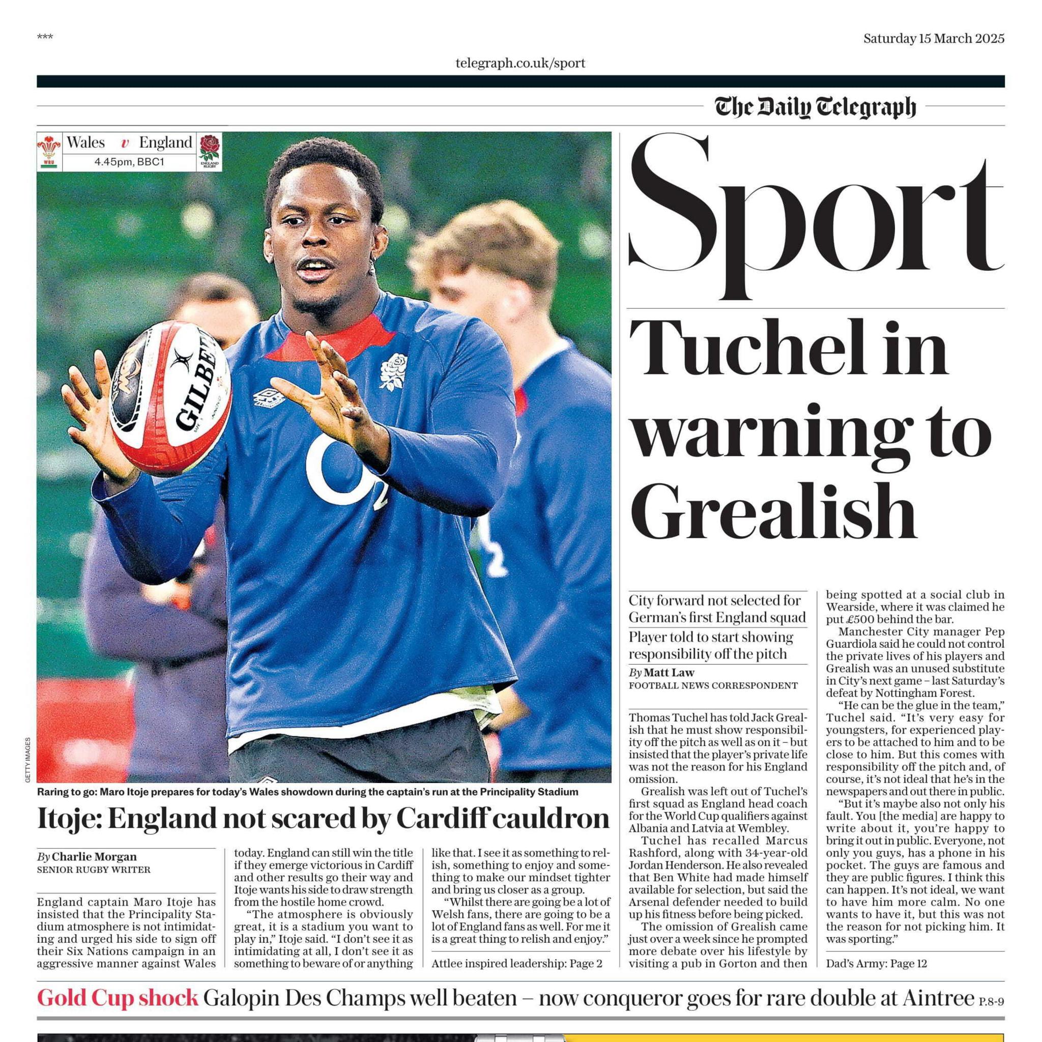 Telegraph back page