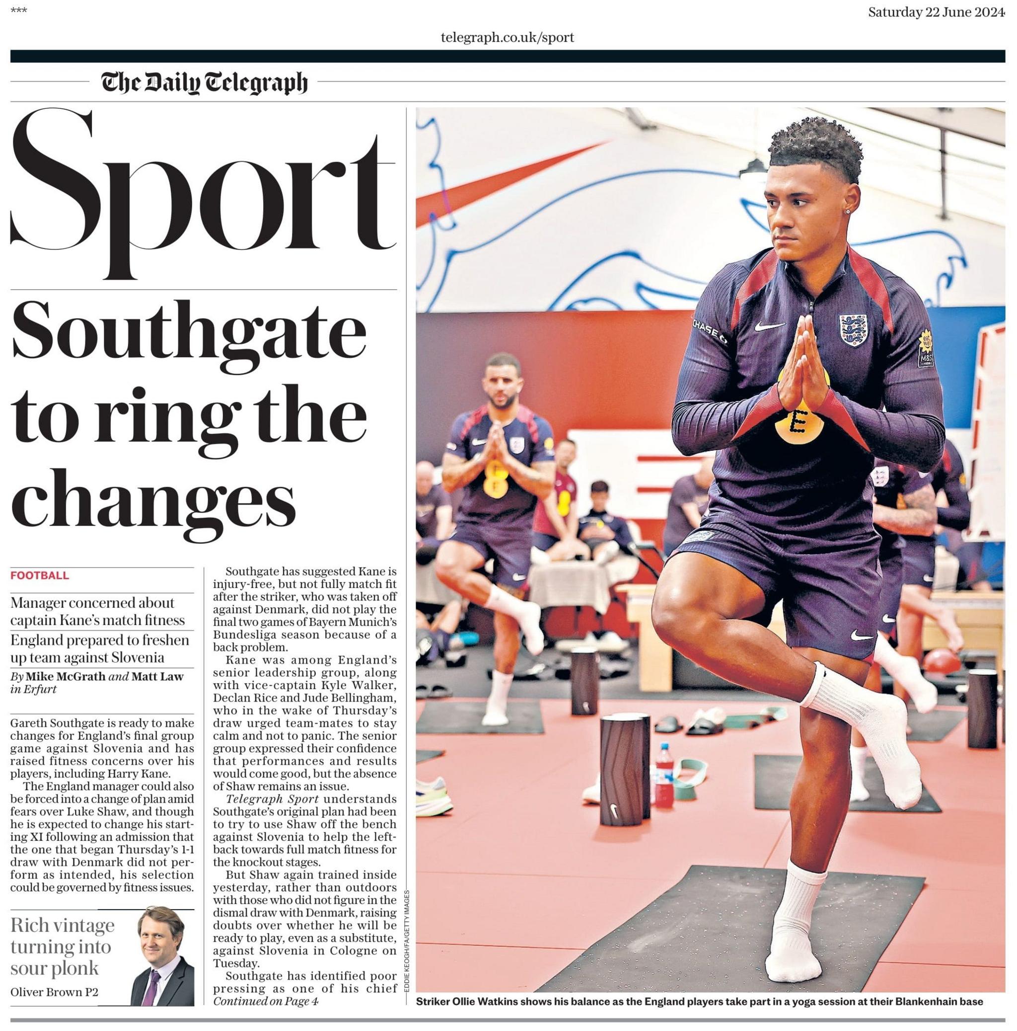 The Daily Telegraph sports section