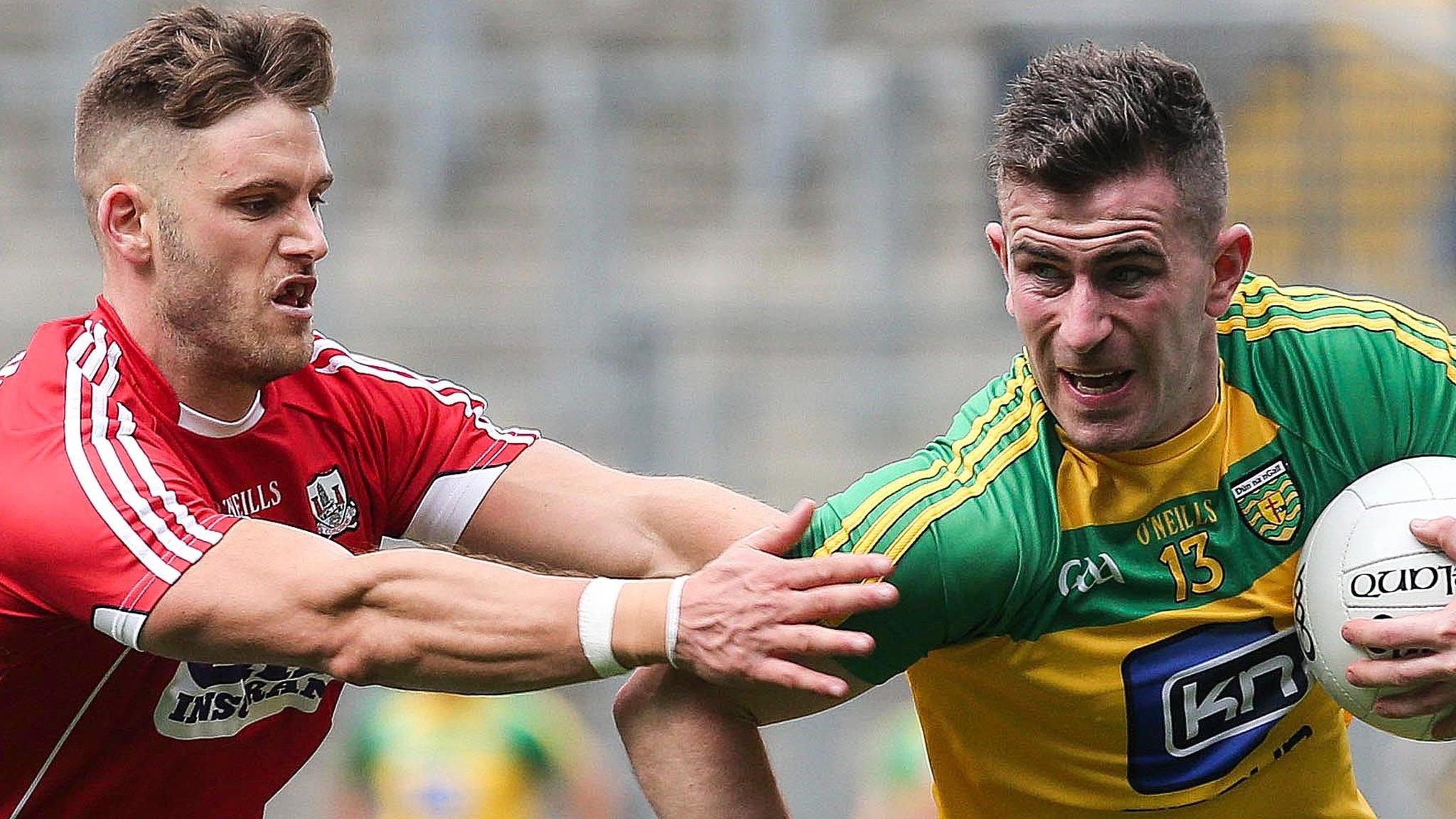 Cork defender Eoin Cadogan and Donegal's Paddy McBrearty