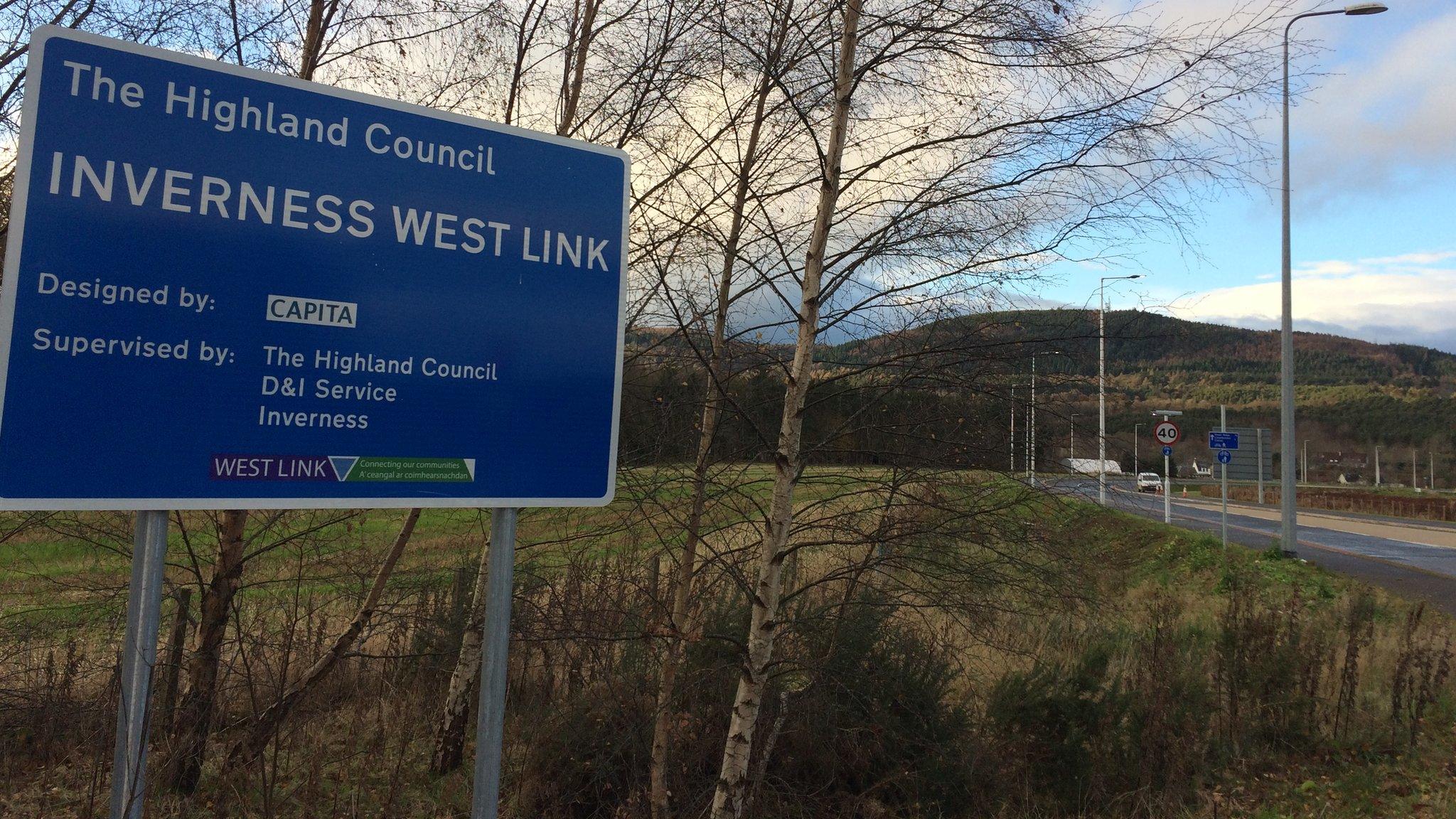 Sign at section of the new Inverness West Link