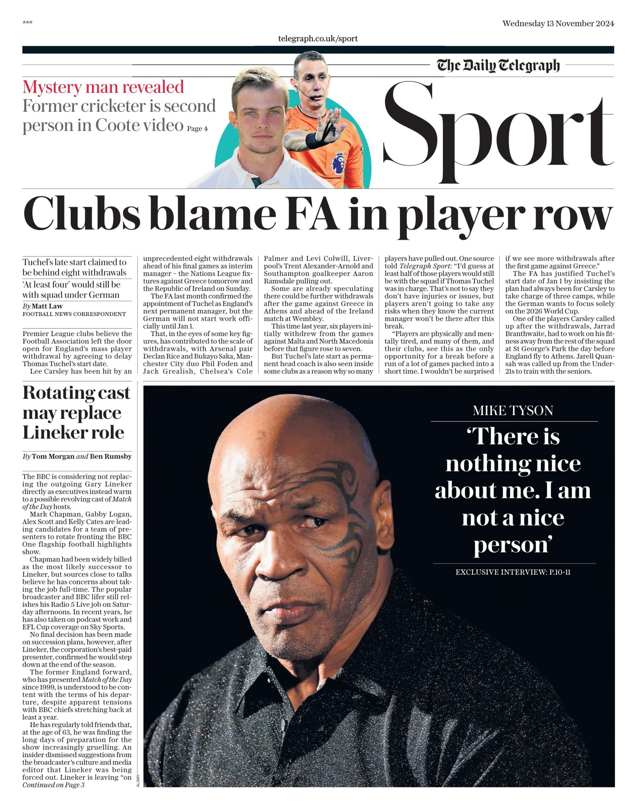 Daily Telegraph sports section