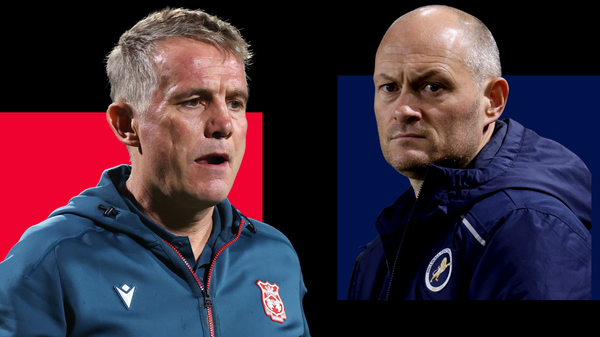 Wrexham manager Phil Parkinson and Millwall boss Alex Neil 