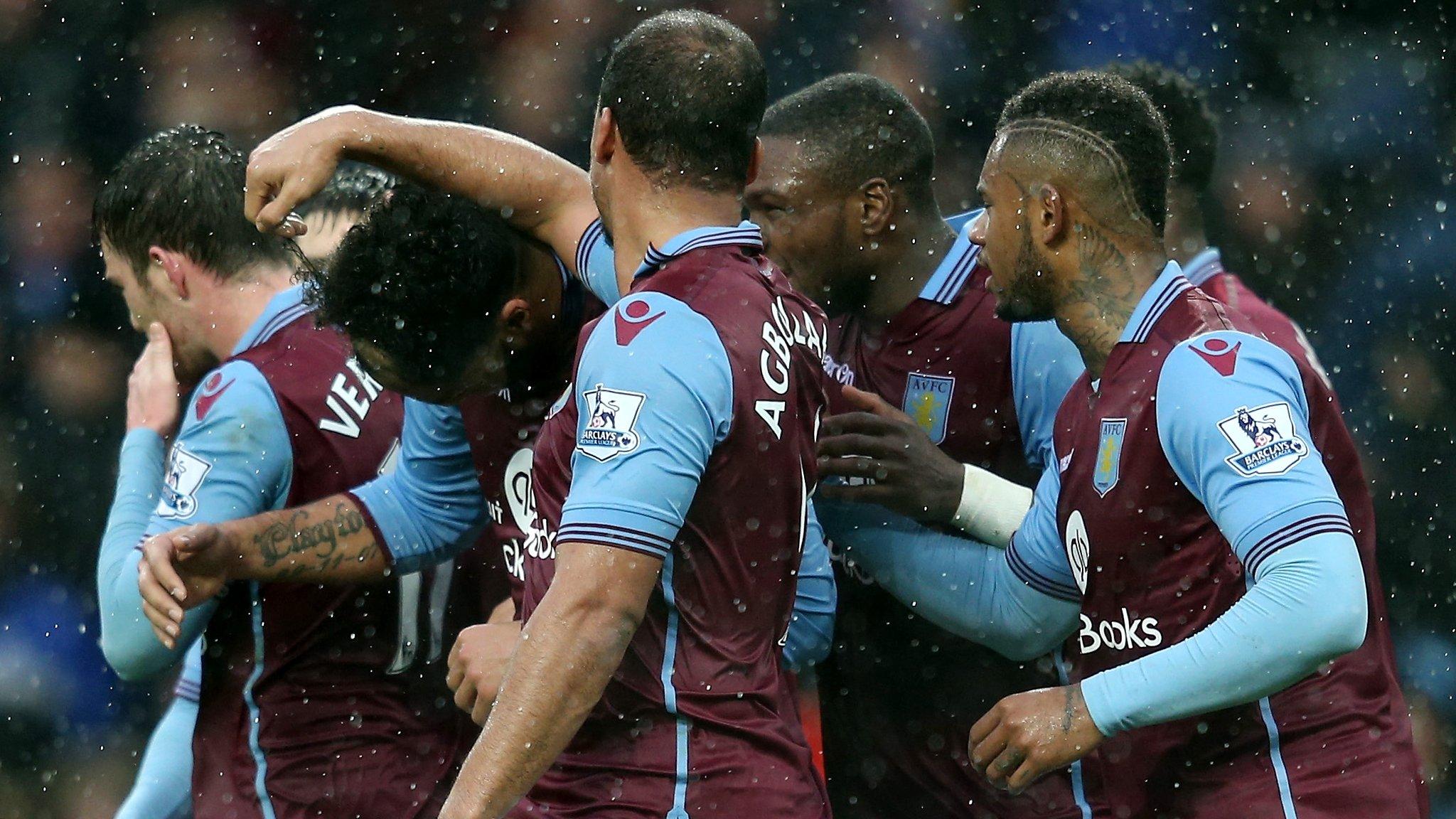 Aston Villa players celebrate