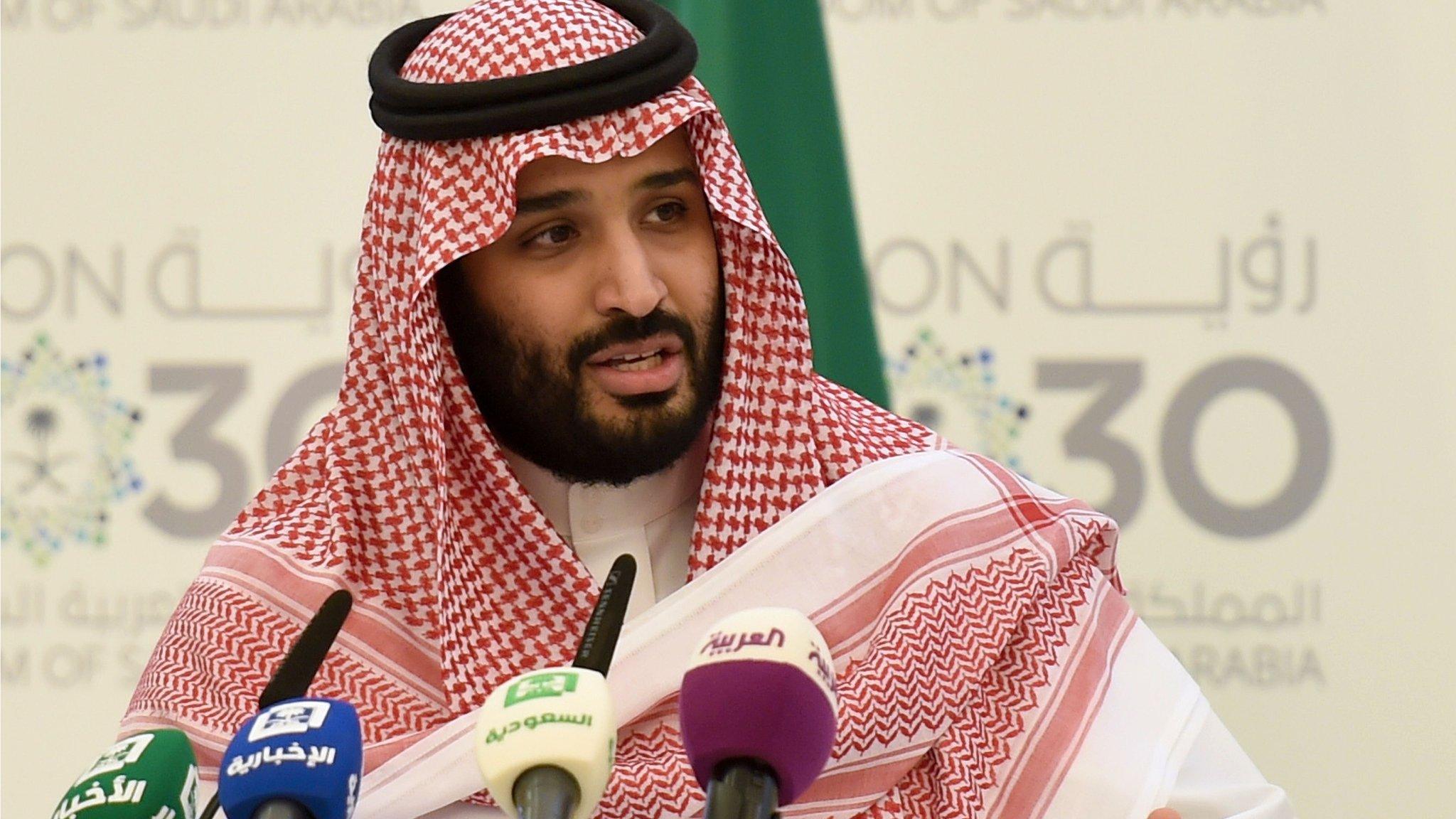 Saudi Defence Minister and Deputy Crown Prince Mohammed bin Salman answers questions during a press conference in Riyadh, on April 25, 2016