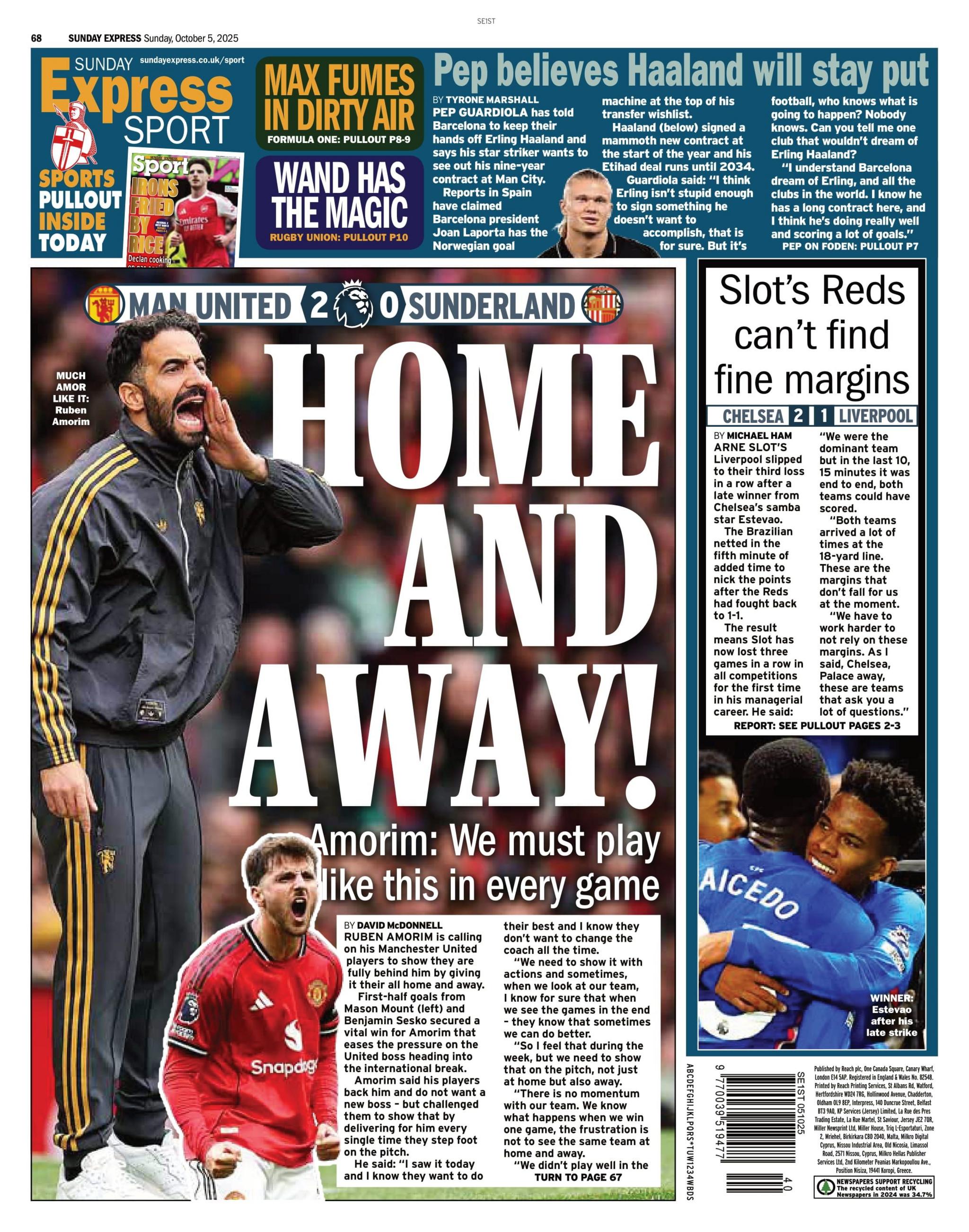 Sunday Express back page
