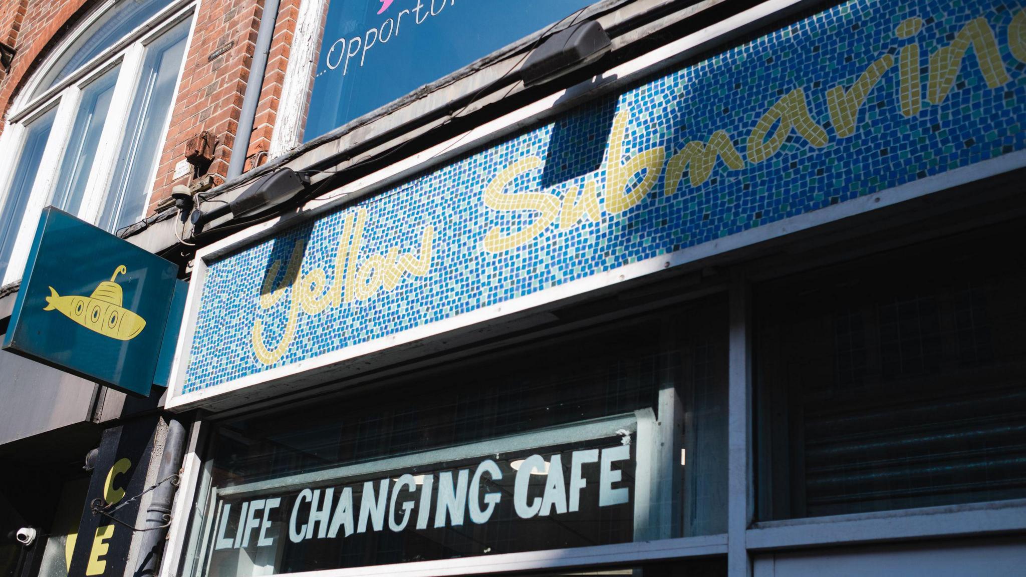 The front of Yellow Submarine in Oxford.