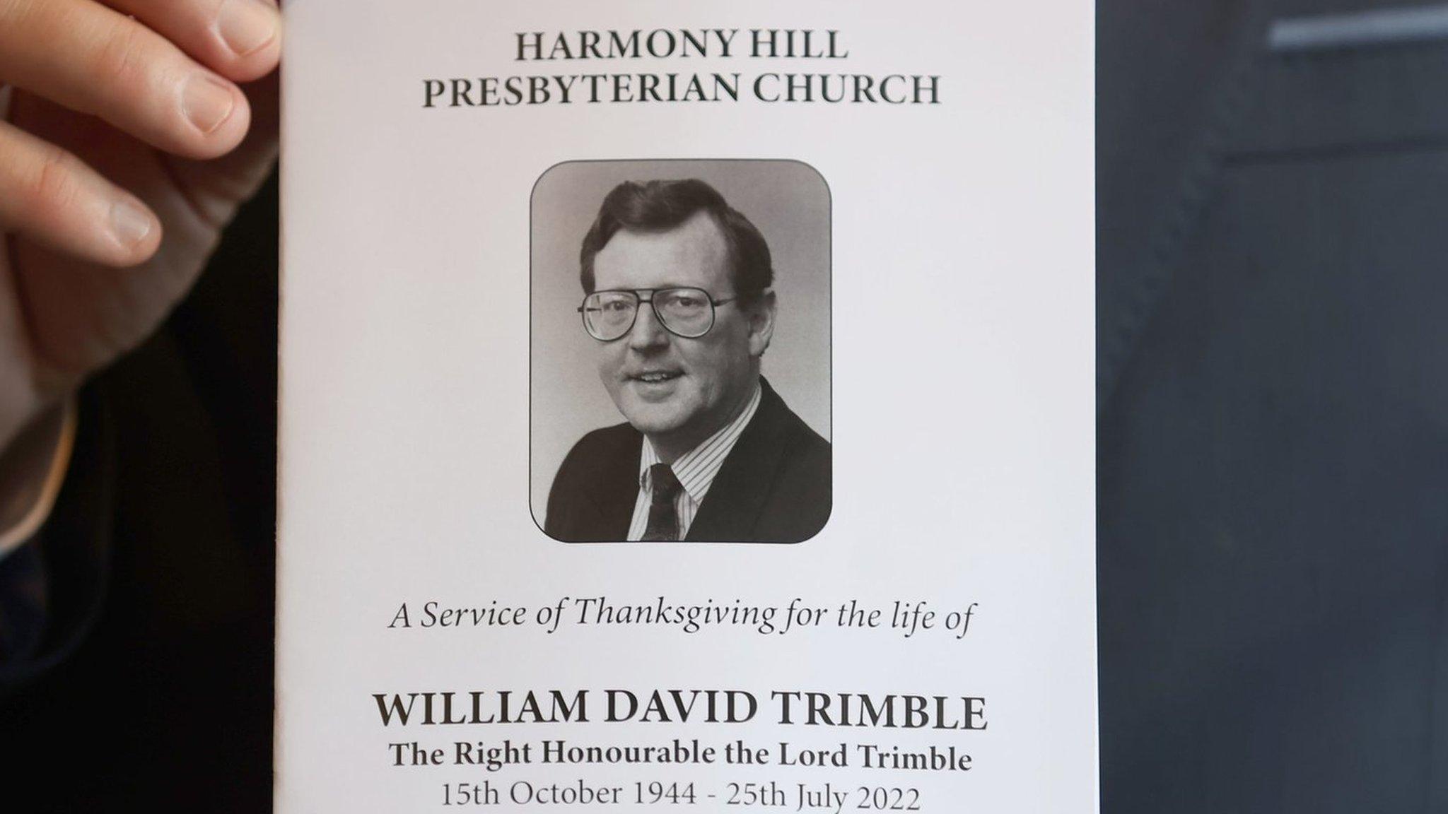 The order of service for David Trimble's funeral