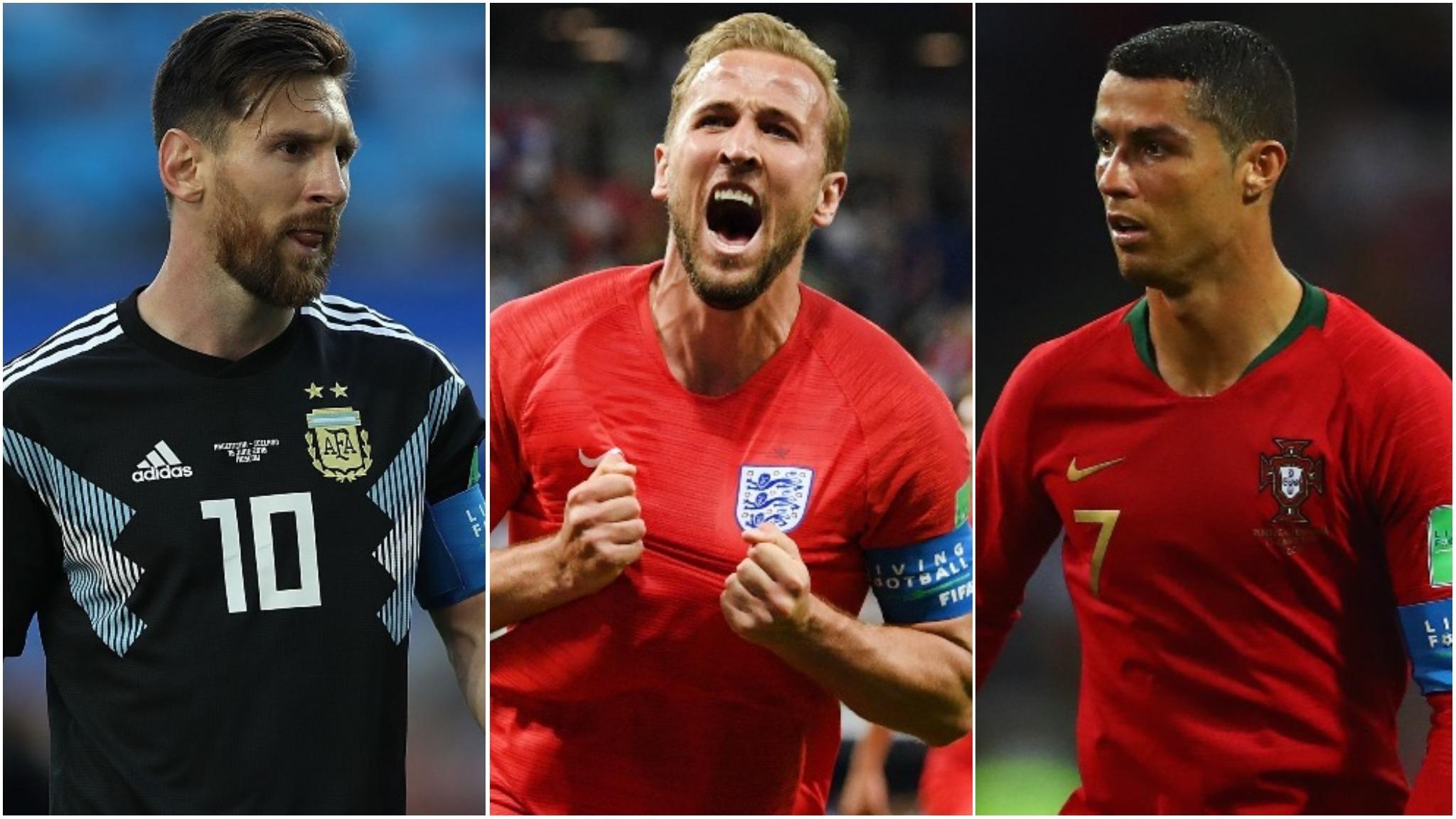 Lionel Messi, Harry Kane and Cristiano Ronaldo