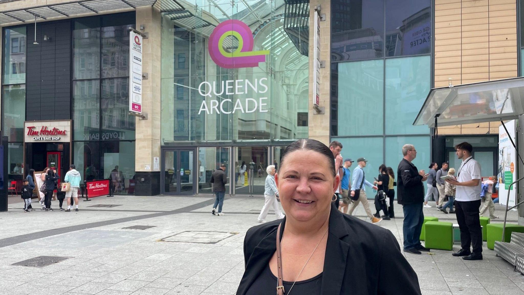 Local shopper out shopping in Queen Street Cardiff 