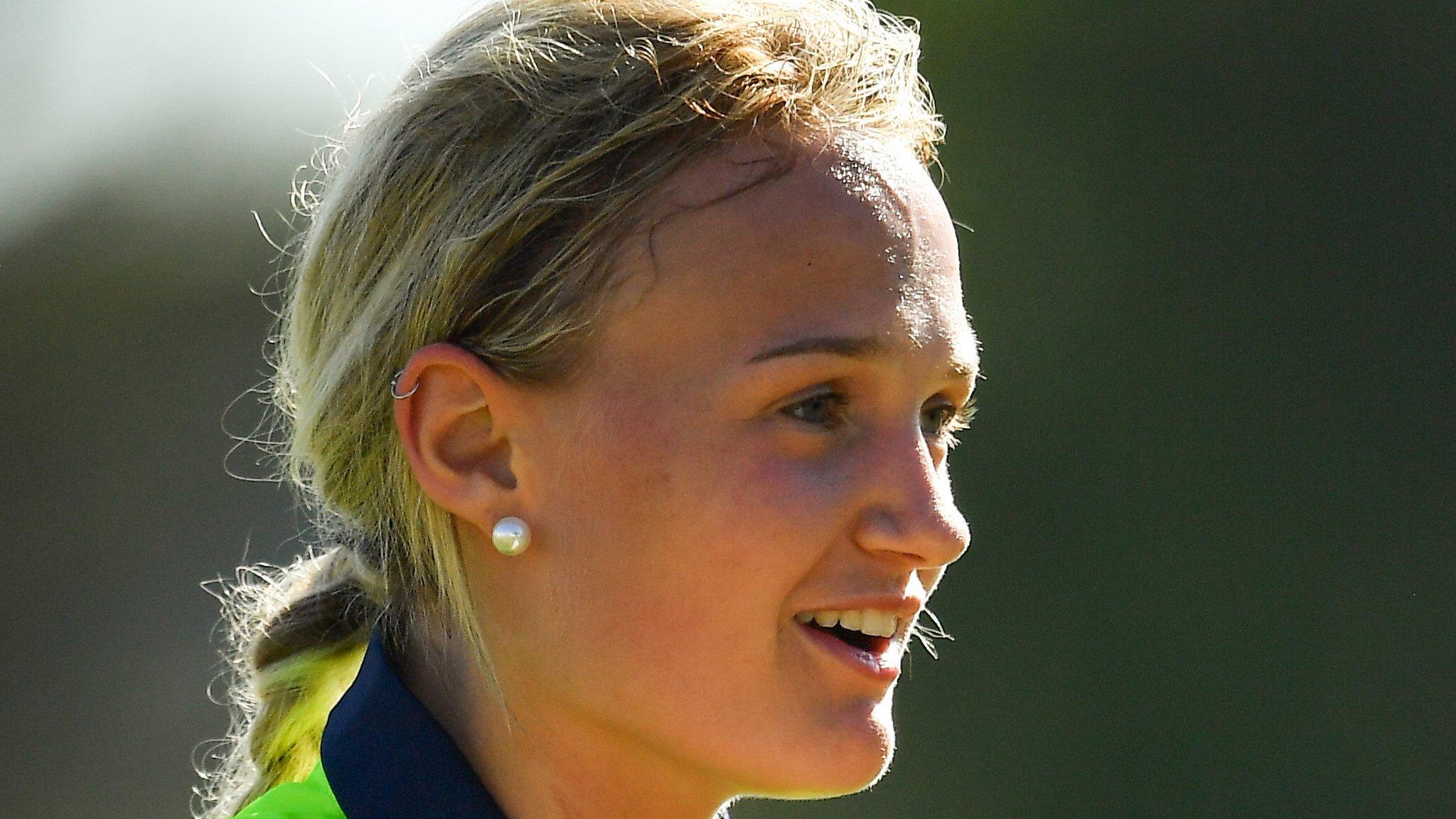 A happy Gaby Lewis during the win over Papua New Guinea