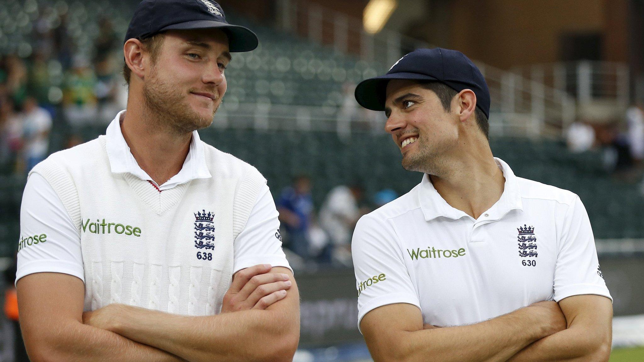 Stuart Broad and Alastair Cook celebrate England's win