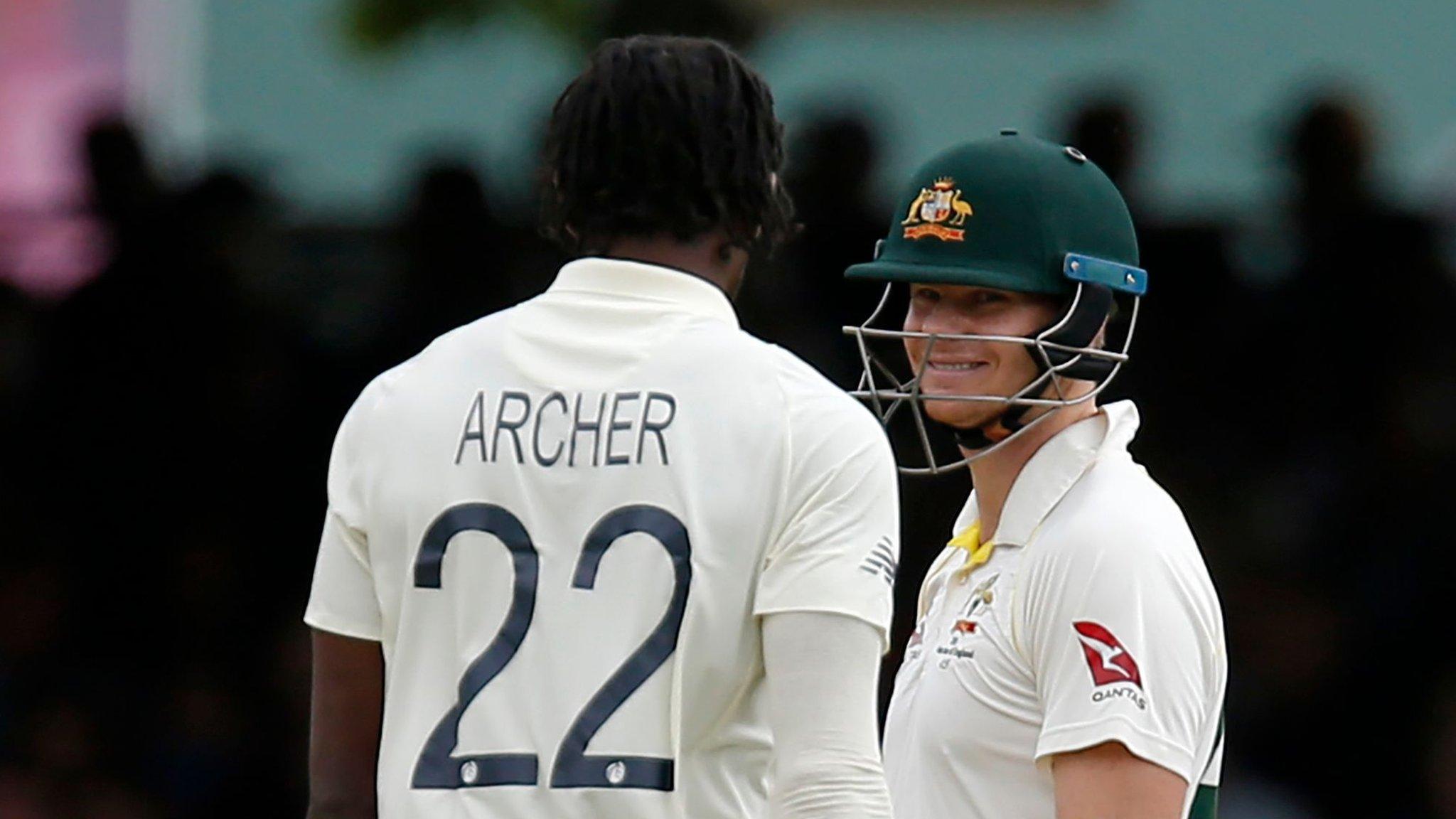 Jofra Archer and Steve Smith