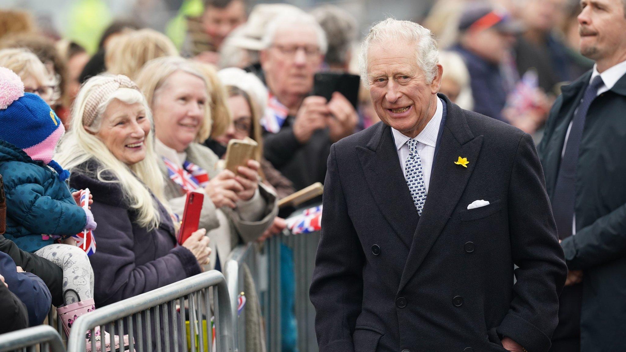 The Prince of Wales meeting the public as he arrives on Southend seafront