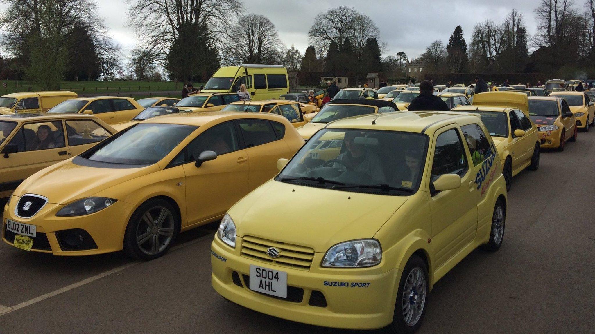 Yellow car convoy