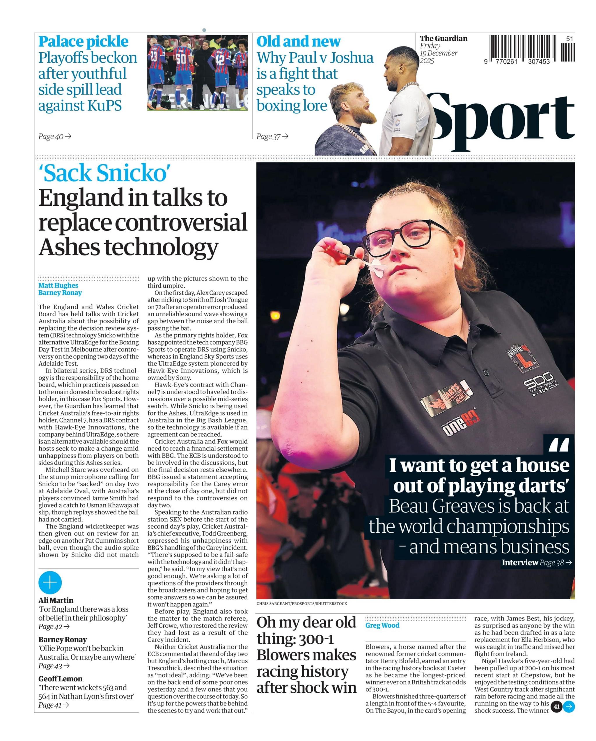 Guardian sports section