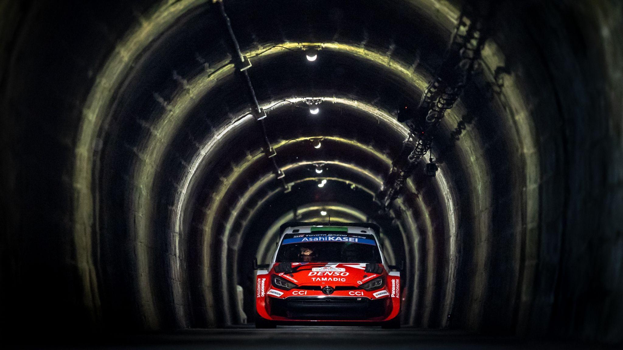 Elfyn Evans' Rally1 car in a tunnel