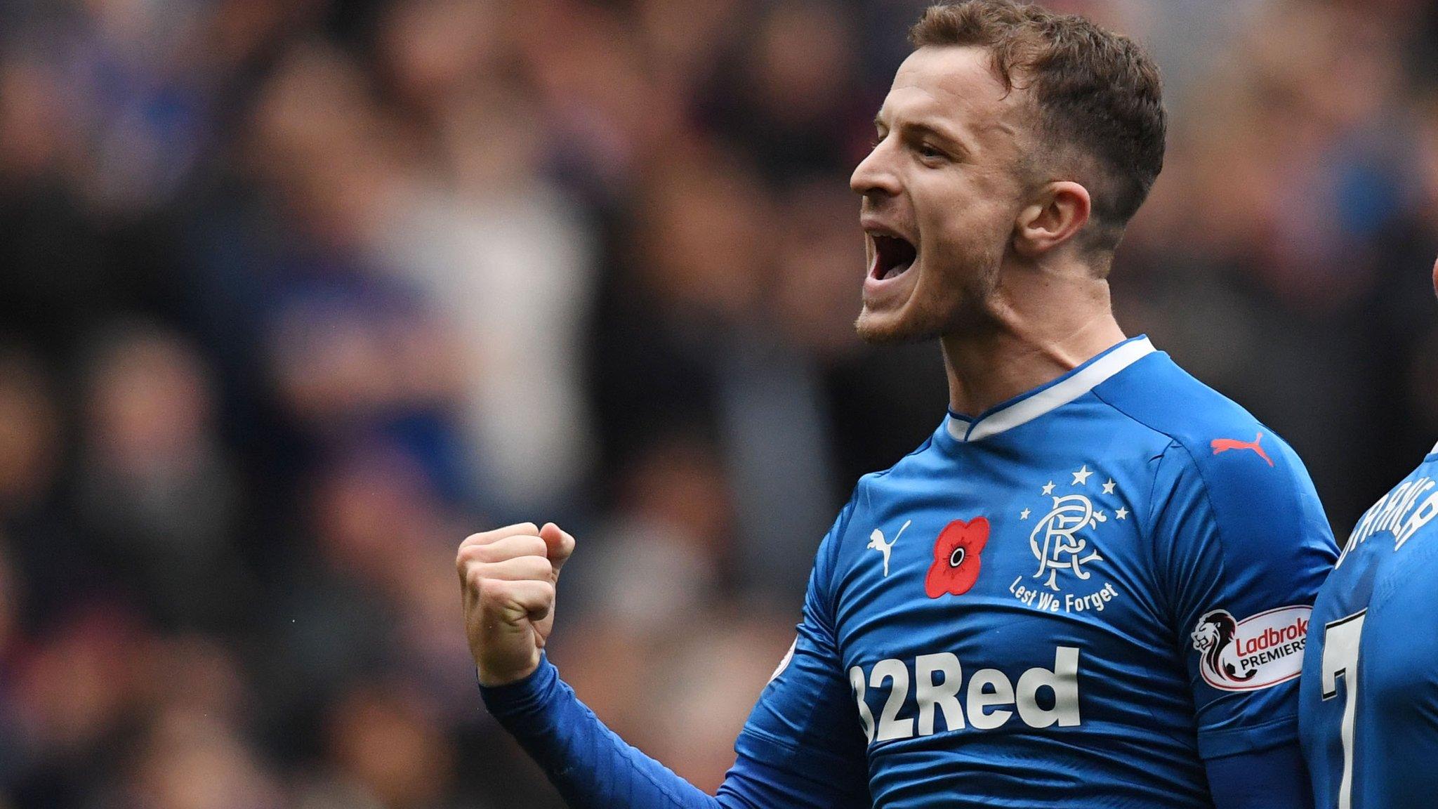 Andy Halliday celebrates for Rangers