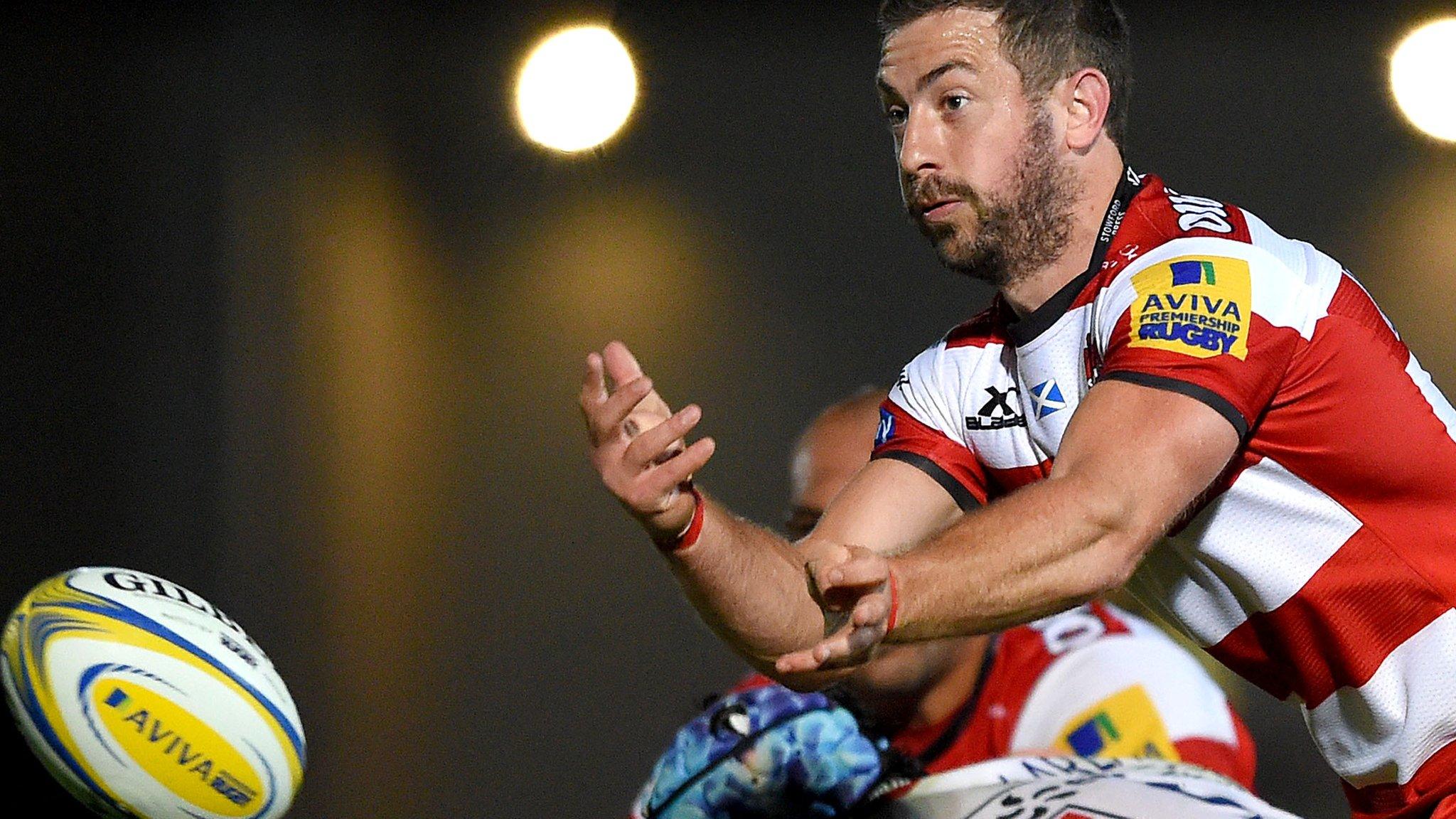 Greig Laidlaw plays the ball for Gloucester