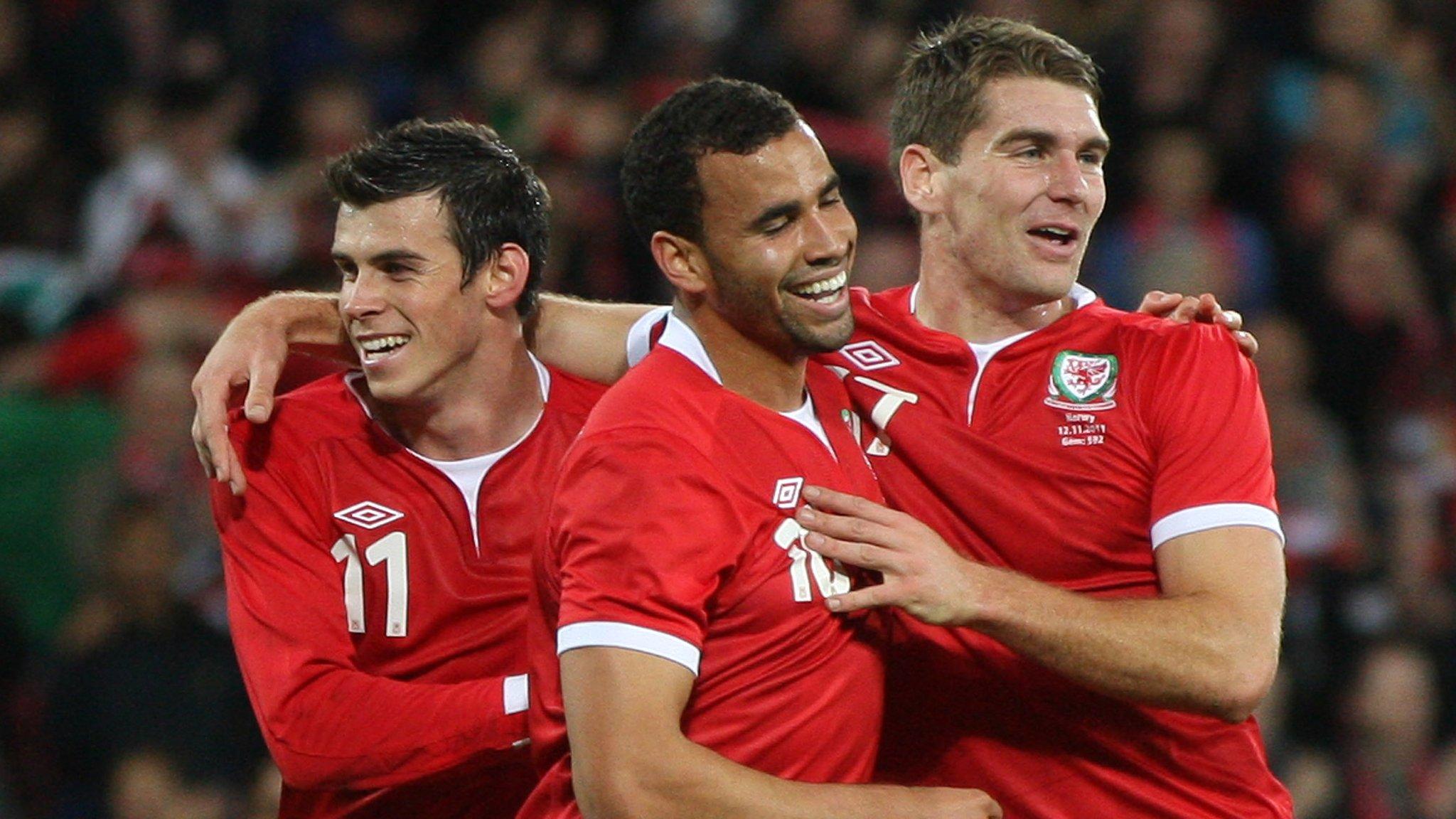 Wales forwards Gareth Bale, Hal Robson-Kanu and Sam Vokes