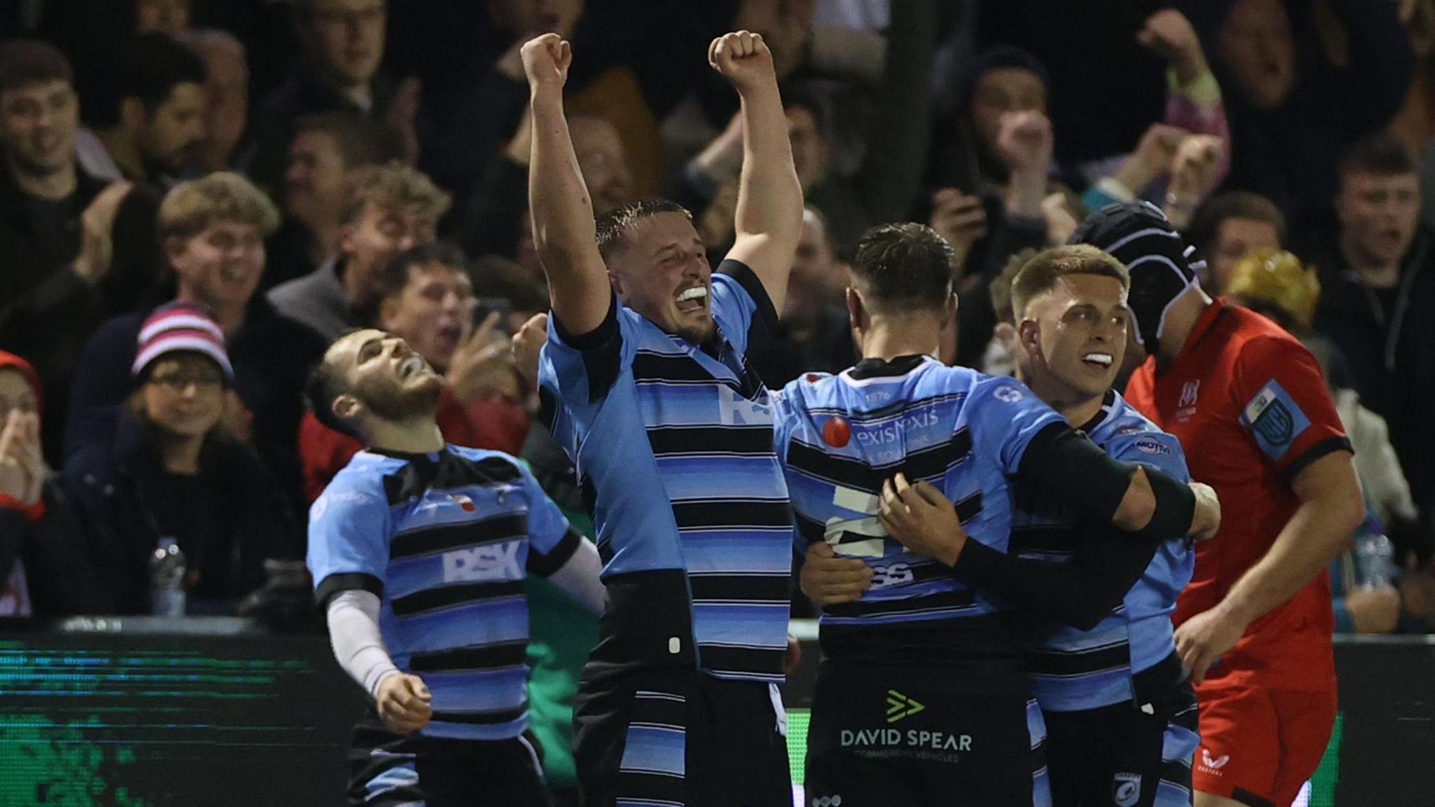 Cardiff players celebrate against Ulster