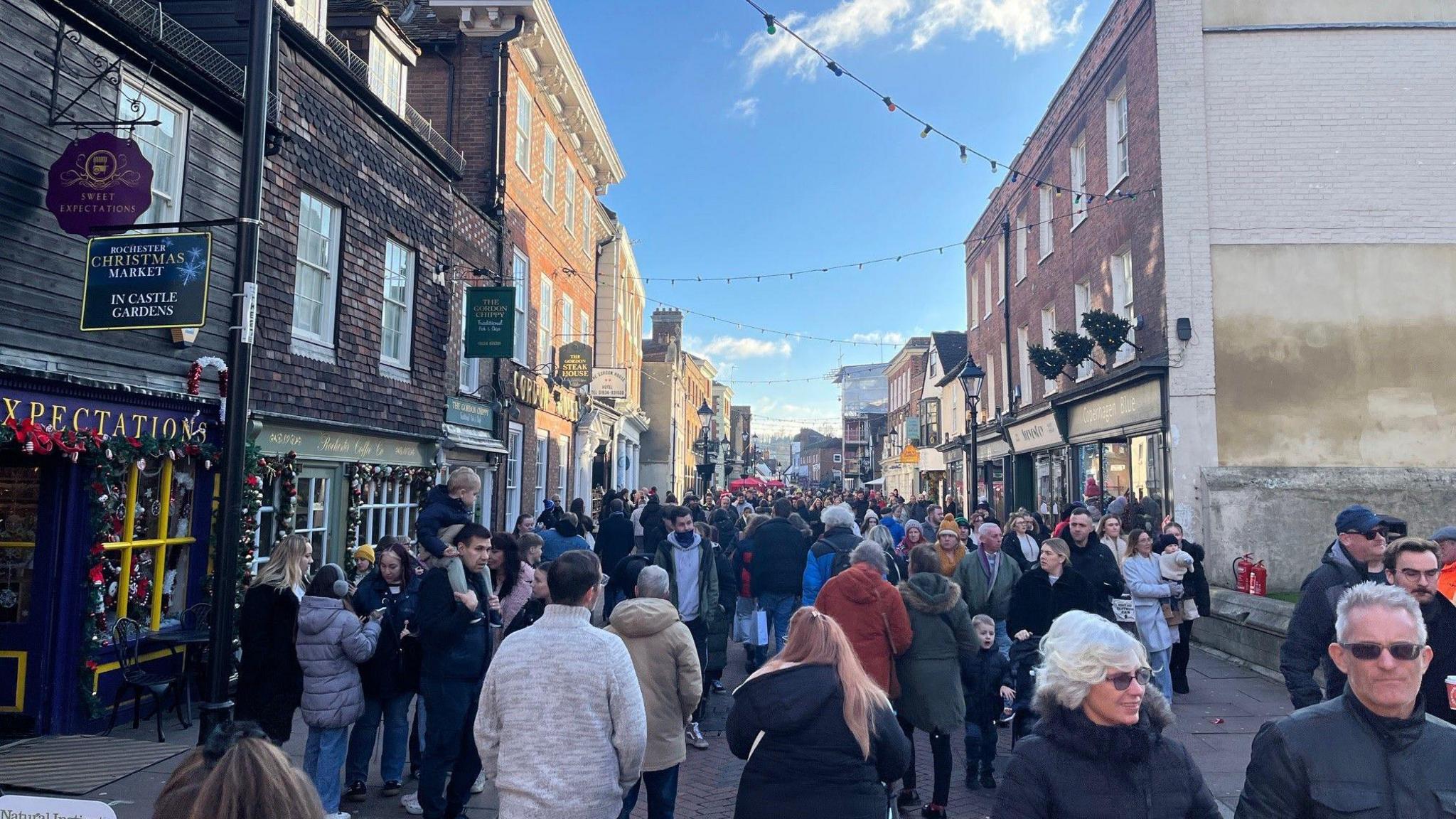 Rochester High Street full of people