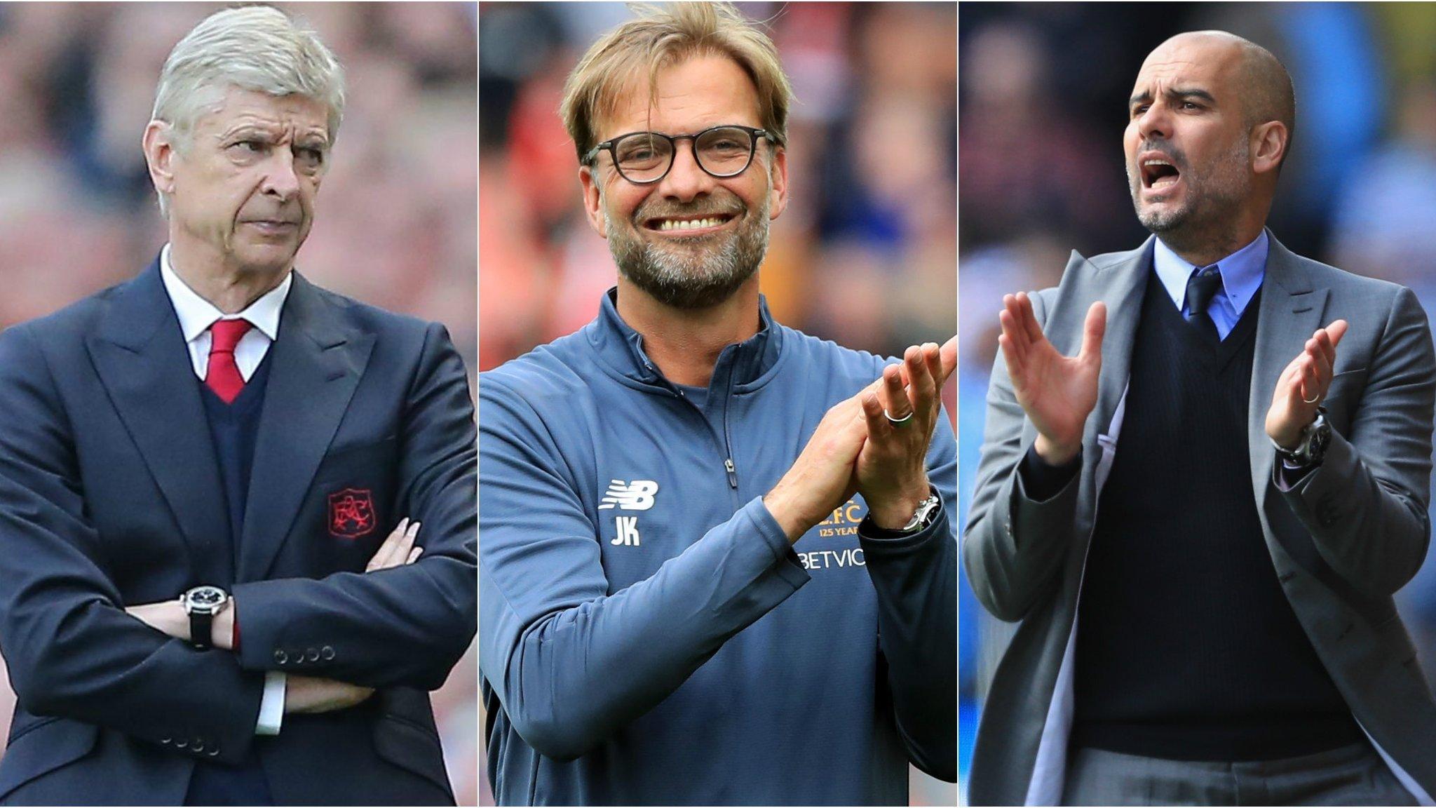 Arsenal manager Arsene Wenger, Liverpool boss Jurgen Klopp and Manchester City boss Pep Guardiola