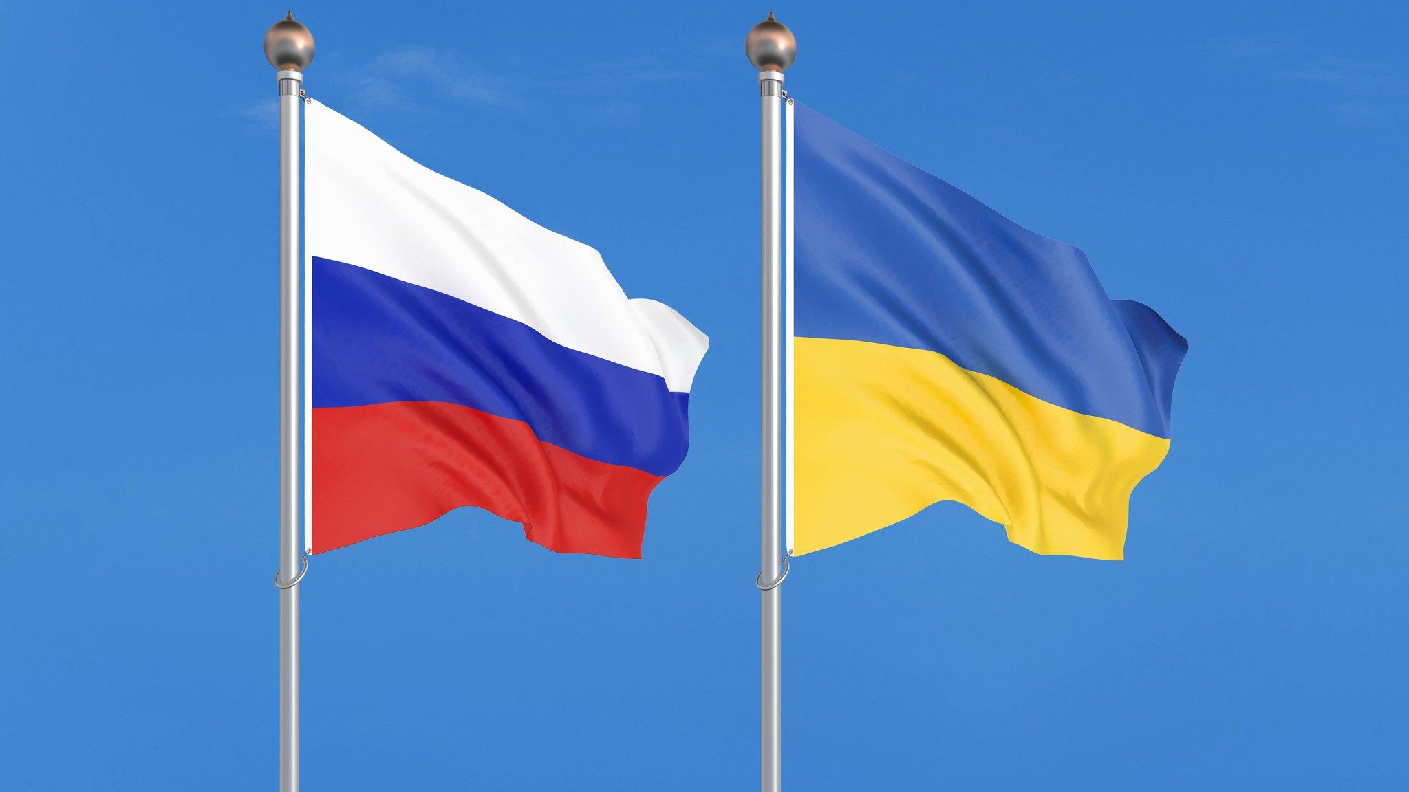 Russian and Ukrainian flags