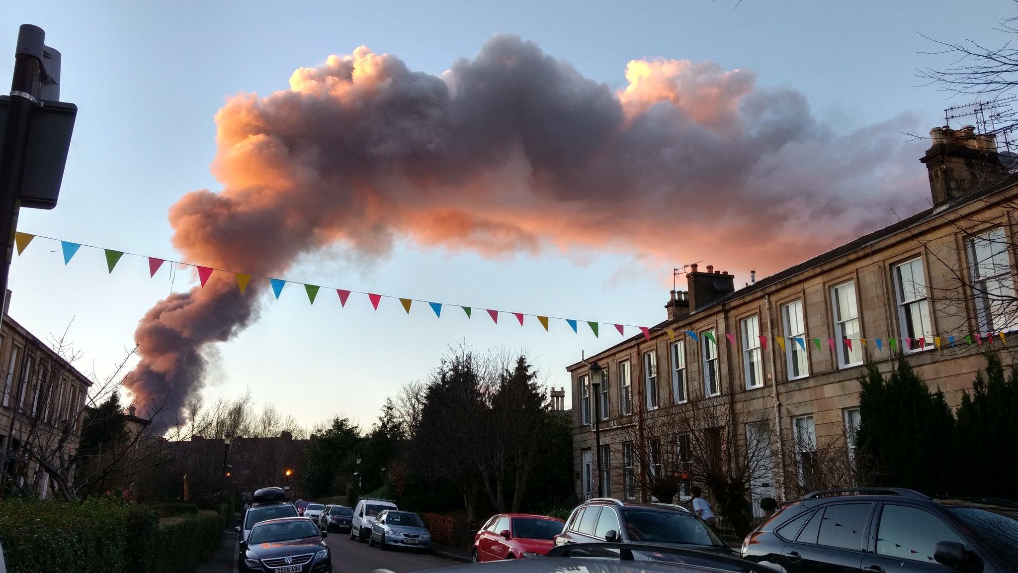 View of Glasgow scrapyard fire