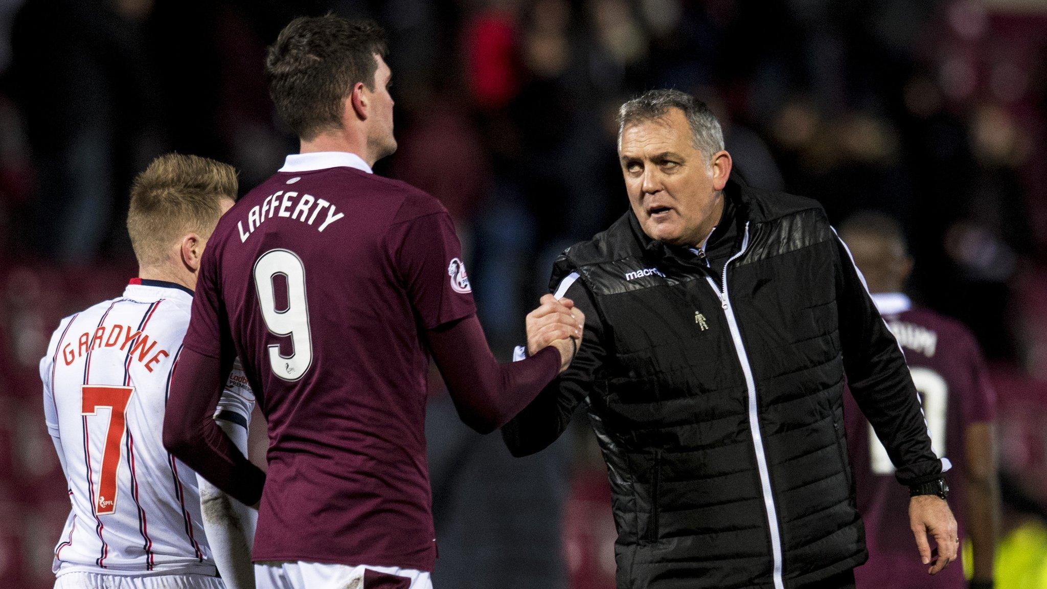 Hearts striker Kyle Lafferty and Ross County manager Owen Coyle